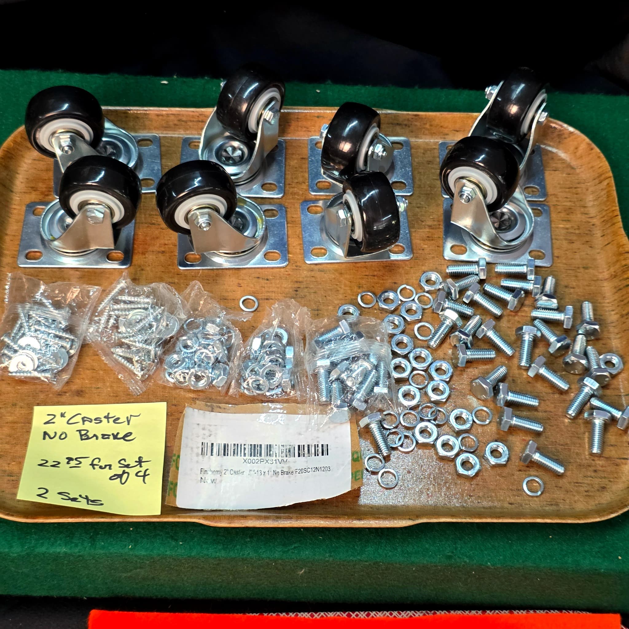 2" Swivel Casters, No Brake โ 2 Sets of 4 with Hardware