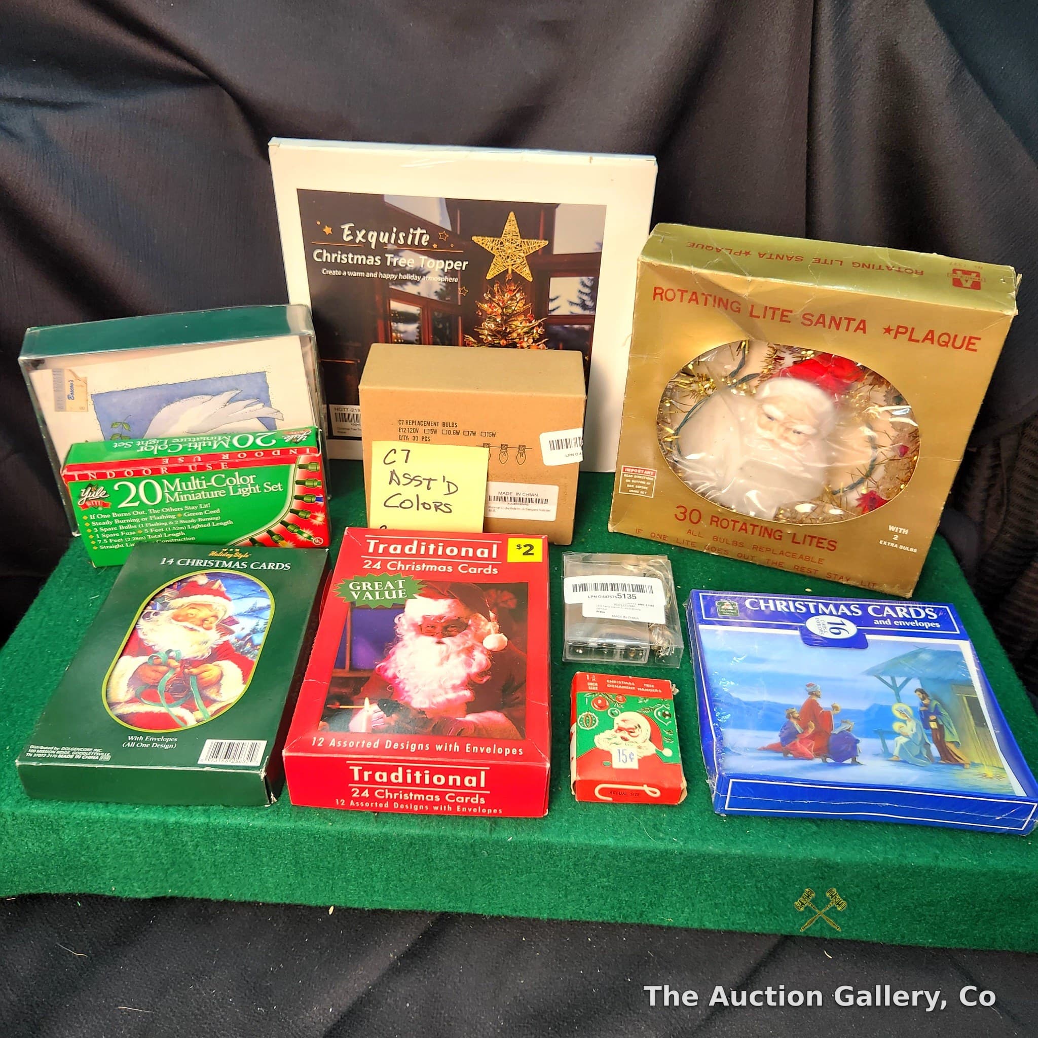 Christmas Lot โ Lights, Cards, Tree Topper & More, 9 Items