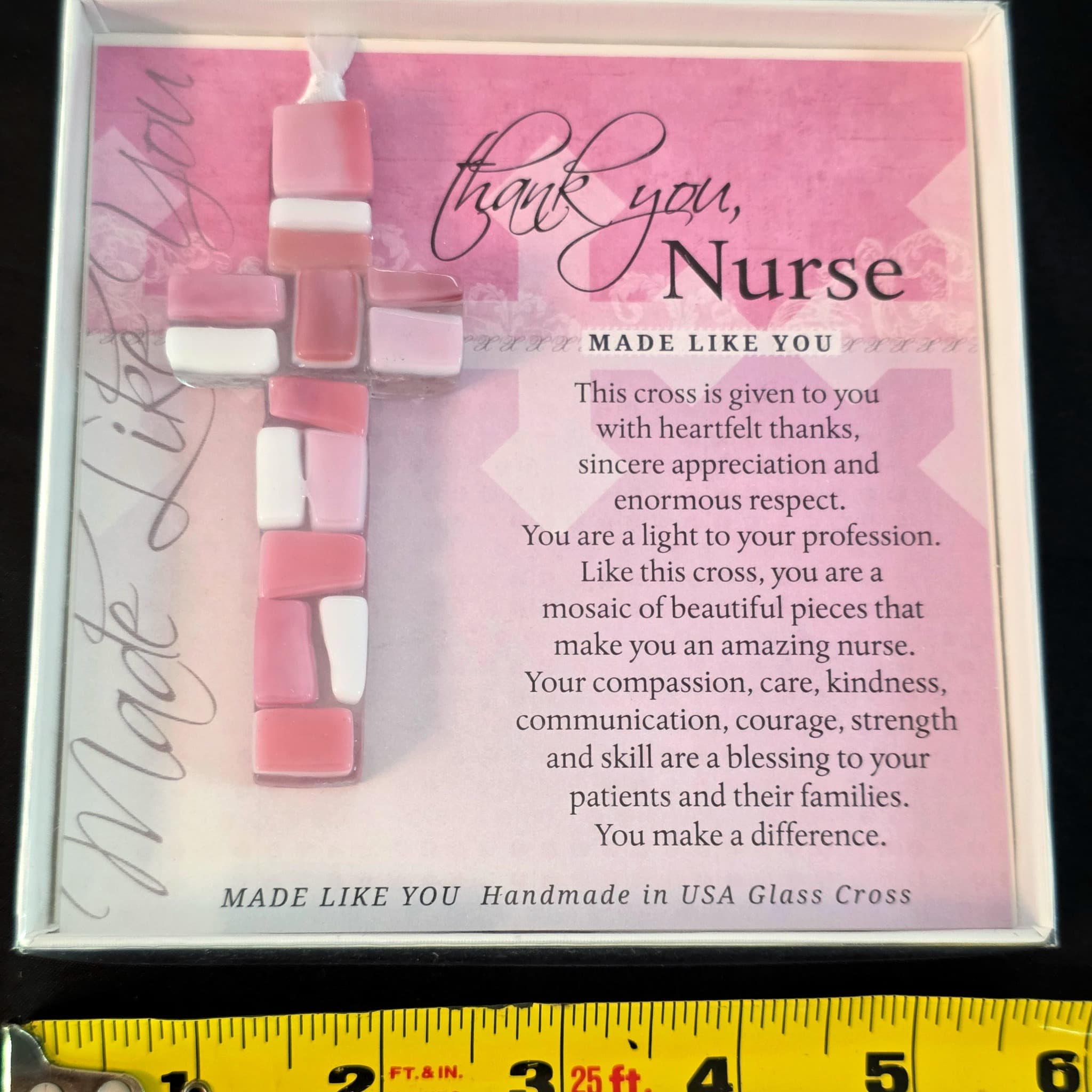 Made Like You Handmade Glass Mosaic Cross, Nurse Gift