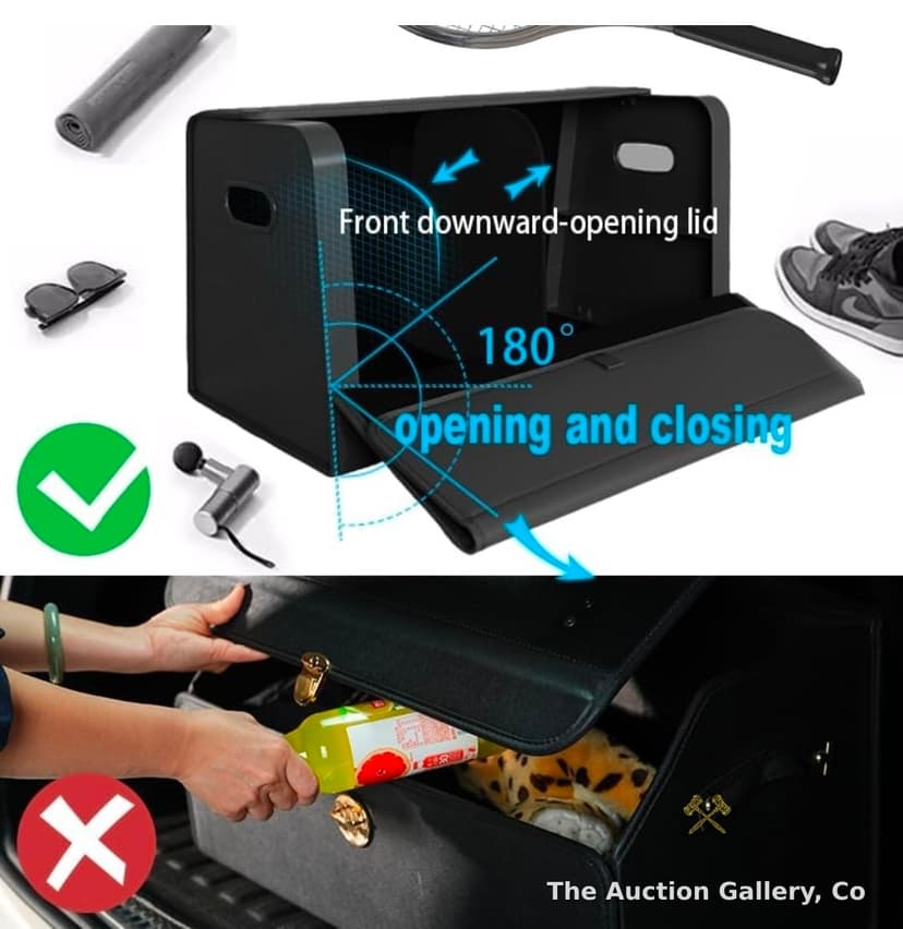 Large Folding Car Trunk Organizer, Quilted Faux Leather, 21.5" โ photo 5