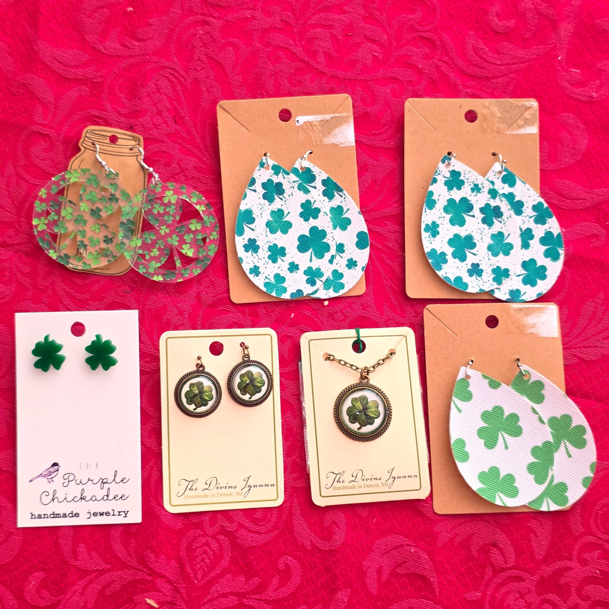 St. Patrick's Day Shamrock Jewelry Lot, 7 Pieces