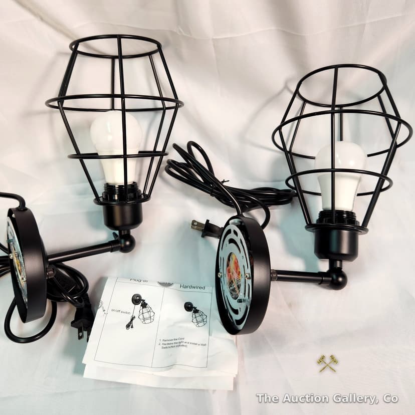 Wire Cage Wall Sconces, Set of 2, New
