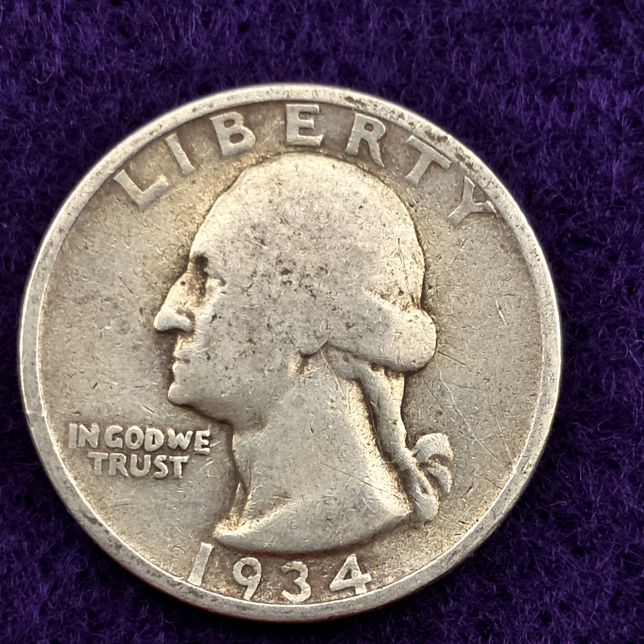 1934 Washington Quarter, 90% Silver
