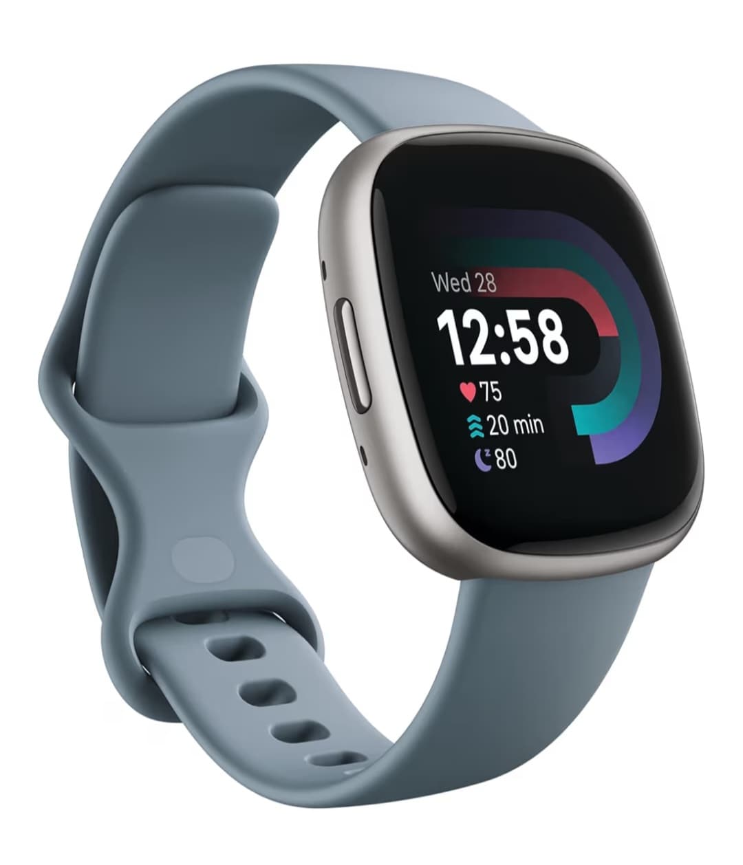Fitbit Versa 4 - GPS, Bluetooth Calls, Notifications, 24/7 Health Track (Waterfall Blue/ Platinum)