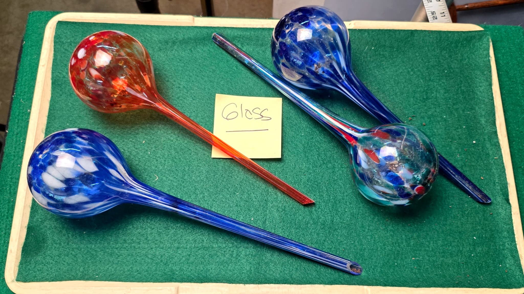 Set of 4 Art Glass Plant Watering Globes