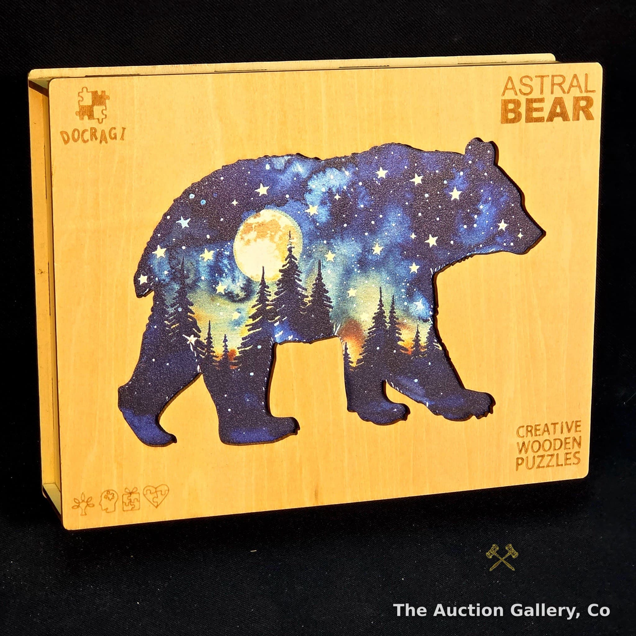 Docragi Astral Bear Wooden Puzzle, 100 Pieces, Size S, with Easel