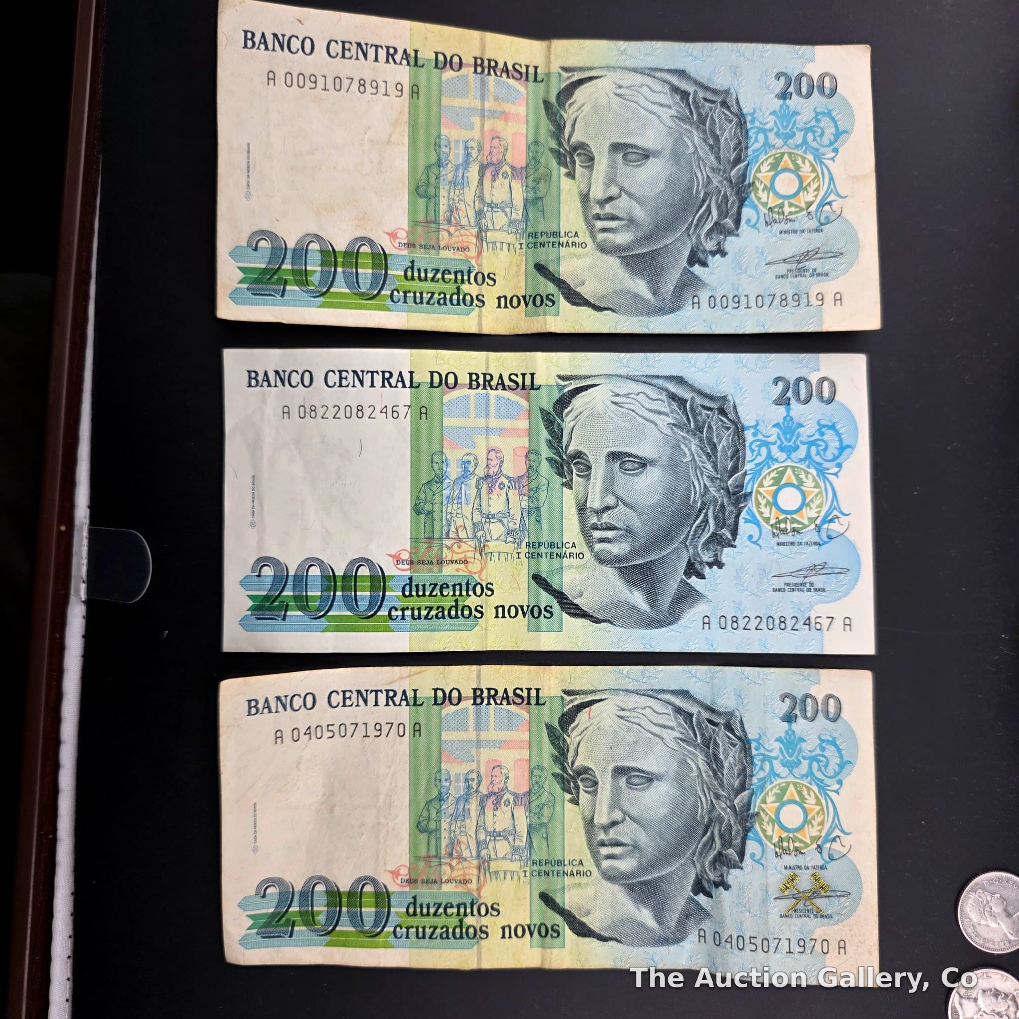 Brazil 200 Cruzados Novos Banknotes, Set of 3