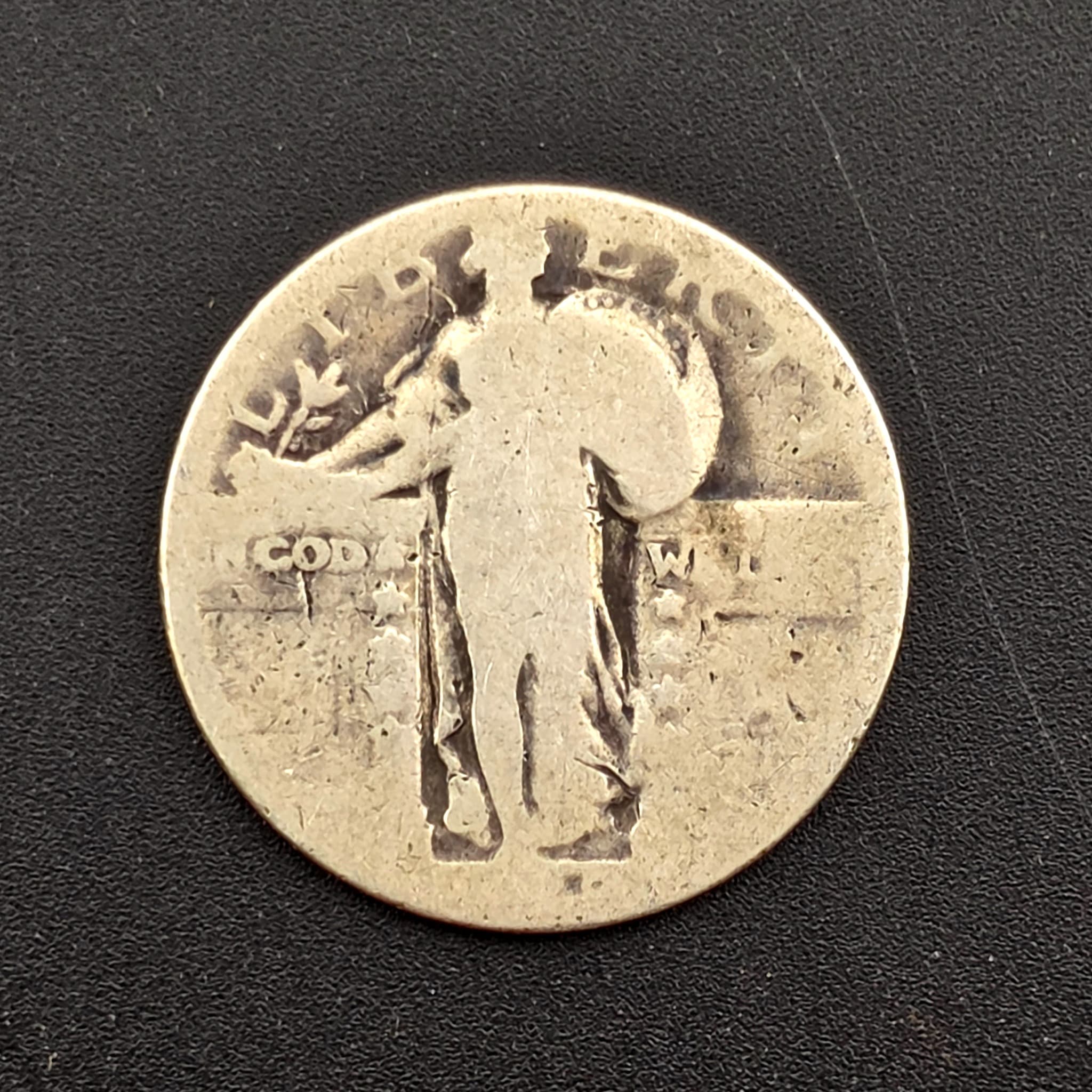 Standing Liberty Silver Quarter, 90% Silver, Date Worn