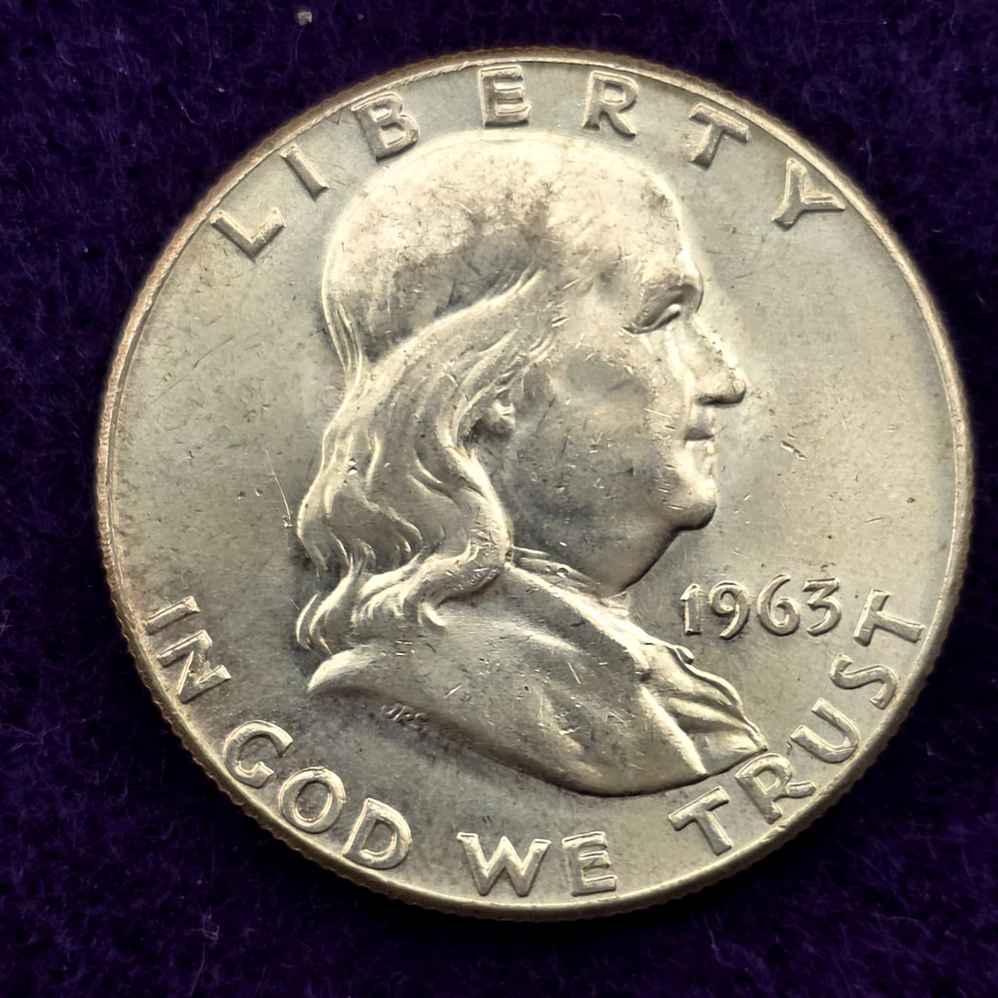 1963 Franklin Half Dollar, 90% Silver