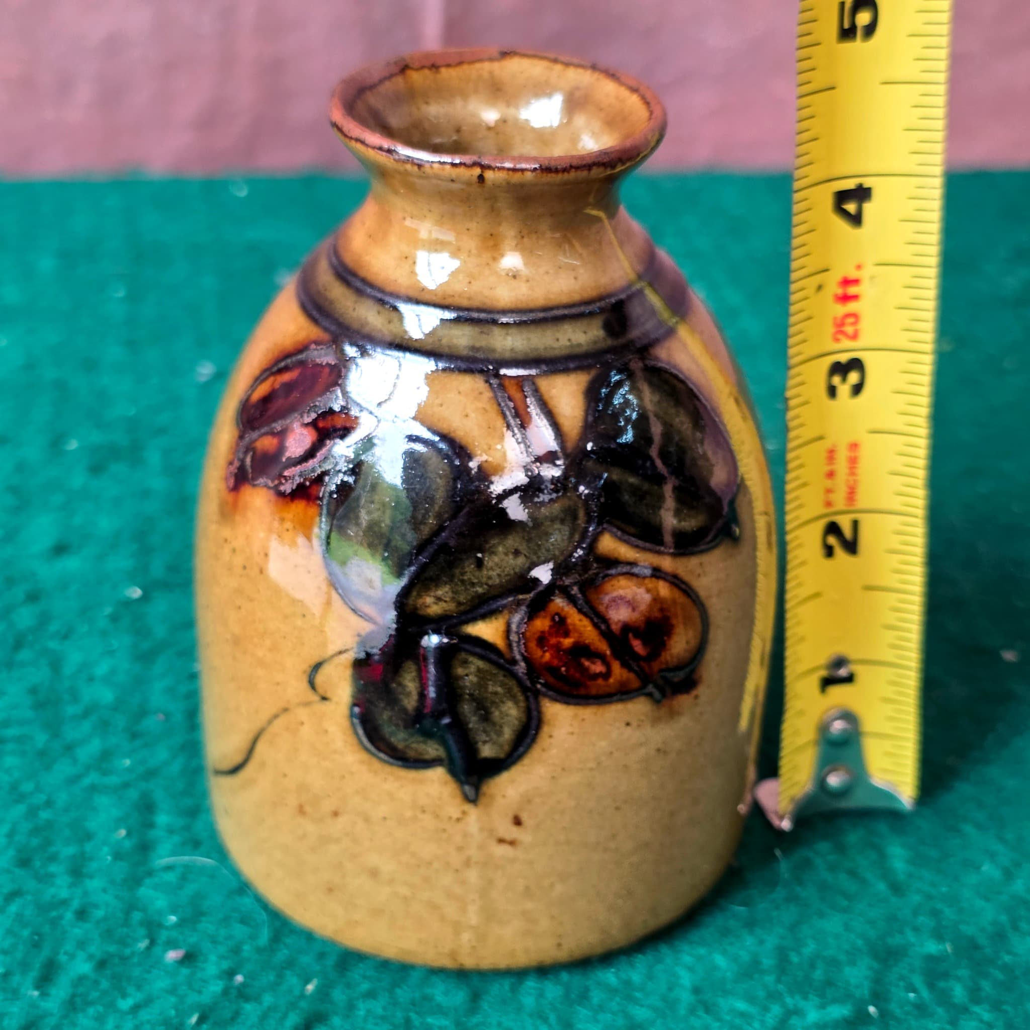 Small Stoneware Bud Vase, Fruit Motif