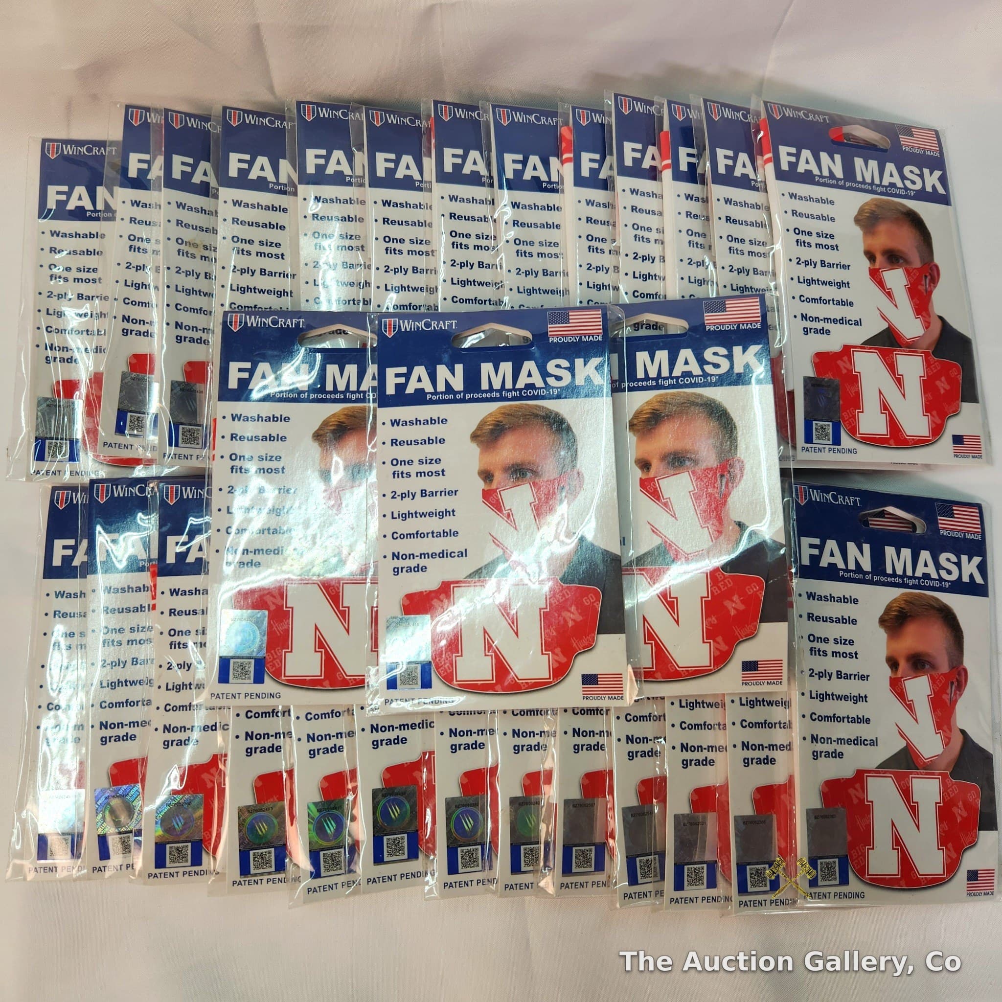 WinCraft Nebraska Huskers Fan Masks, Lot of 29, New in Package