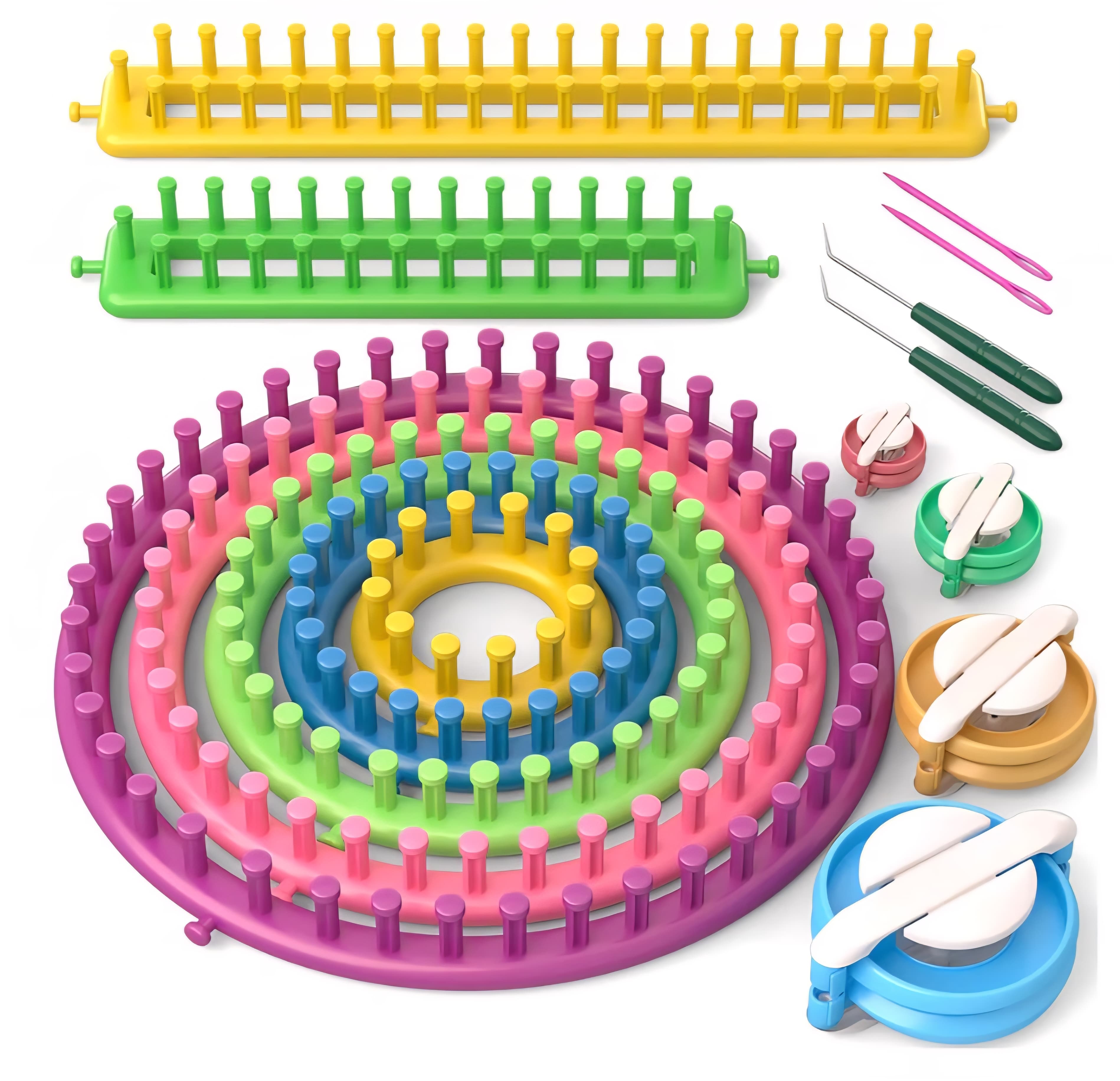 Knitting Loom Kit with Pompom Maker (Blankets, Hats, Shawl, Ect)