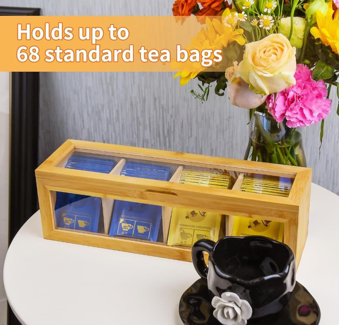 Bamboo Tea Organizer Box