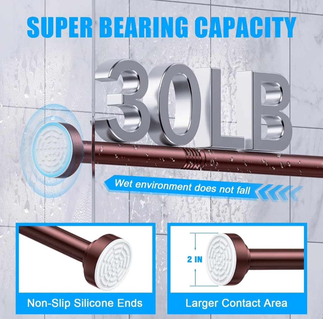 Shower Curtain Rod, 32-80 inch Adjustable Spring Tension