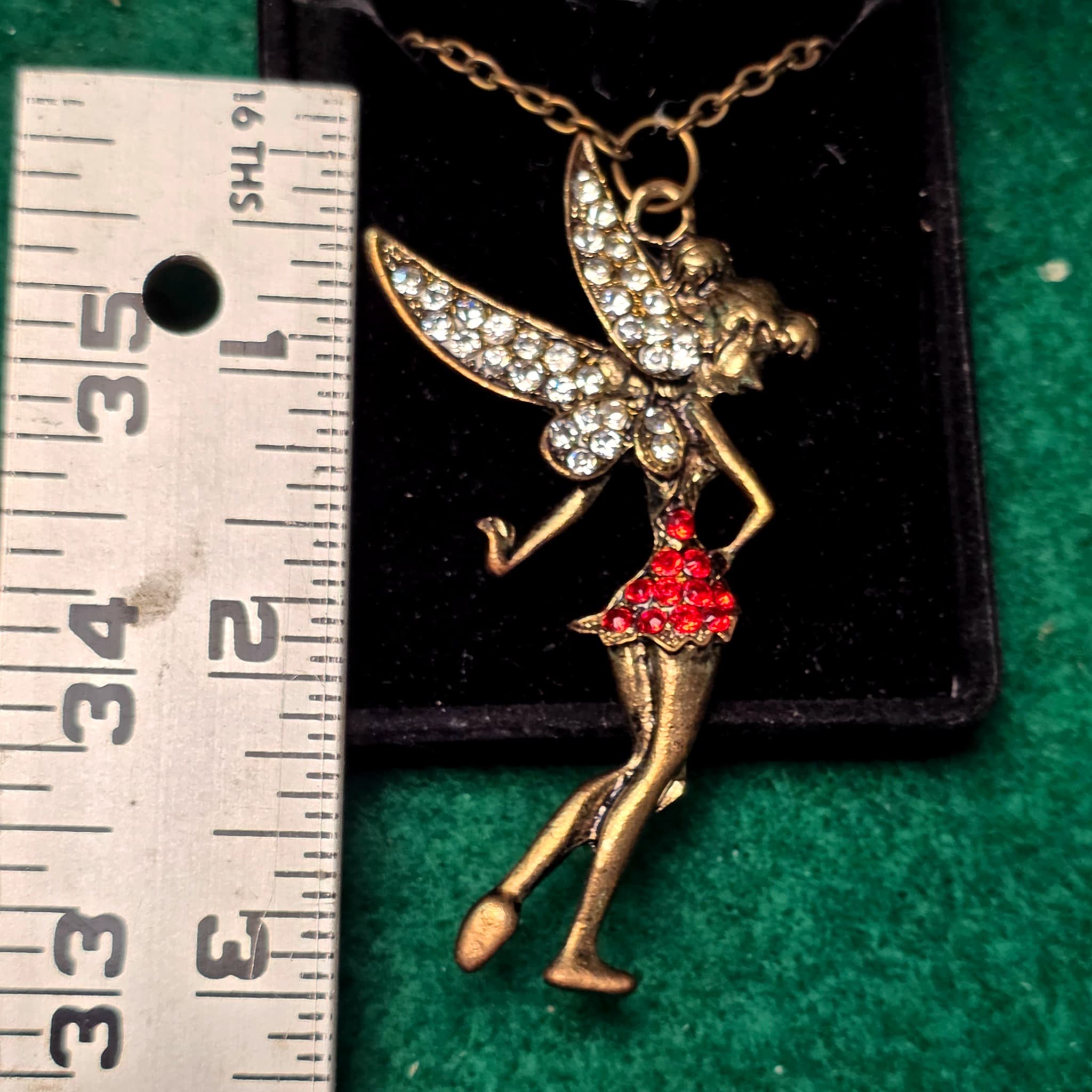 Tinker Bell Fairy Pendant Necklace, Gold-Tone