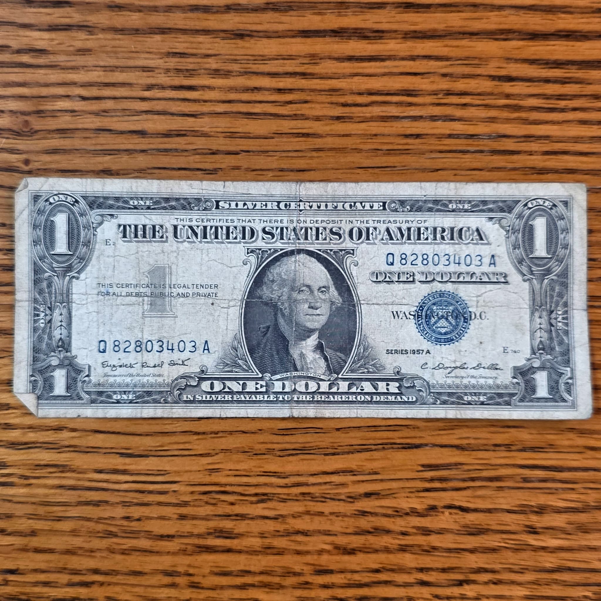 1957-A $1 Silver Certificate, Blue Seal
