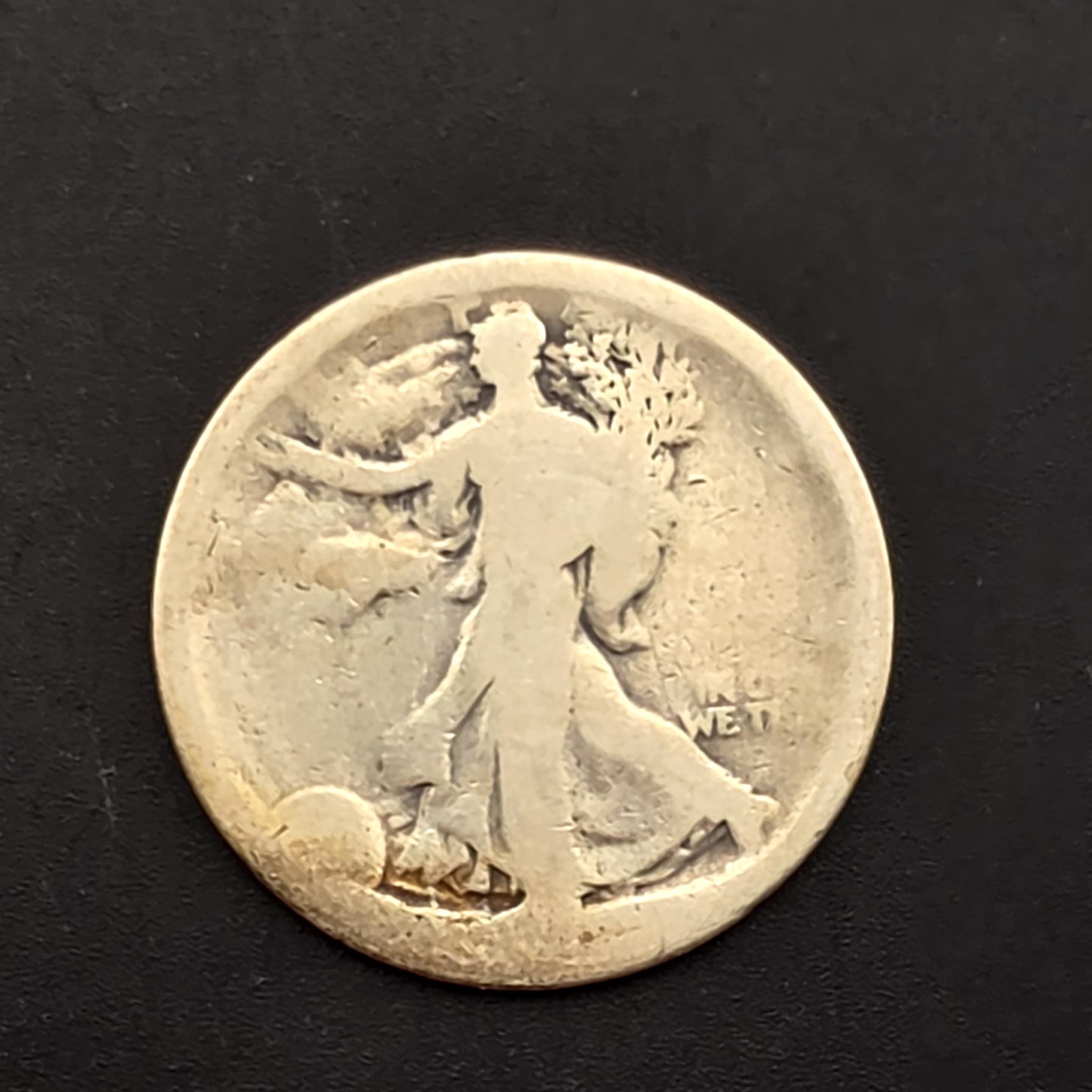 Walking Liberty Silver Half Dollar, Date Worn