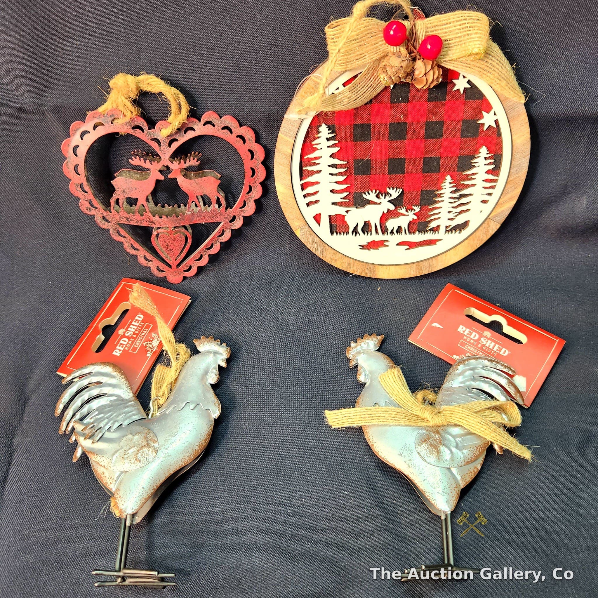 Christmas Ornaments, Set of 4 โ Moose & Rooster Farmhouse Mix