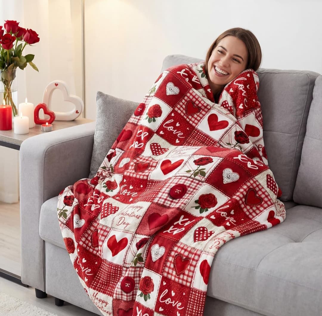 Heart Patch Soft Throw Blanket (50x60)