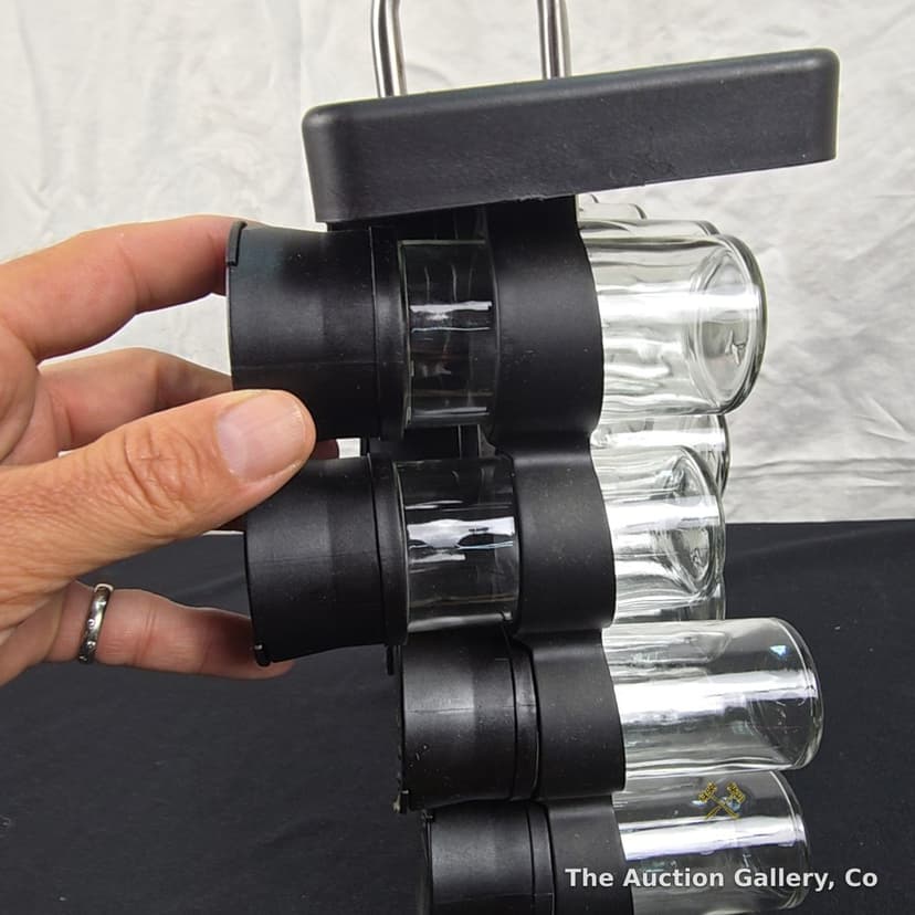 16-Jar Spice Rack with Glass Bottles and Handle โ photo 4