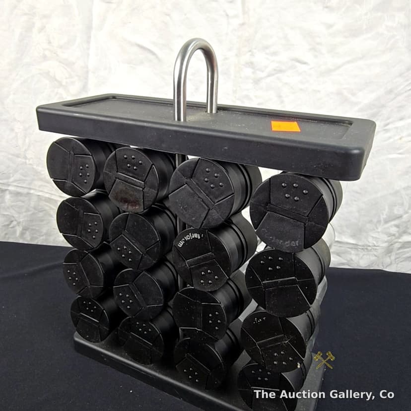 16-Jar Spice Rack with Glass Bottles and Handle