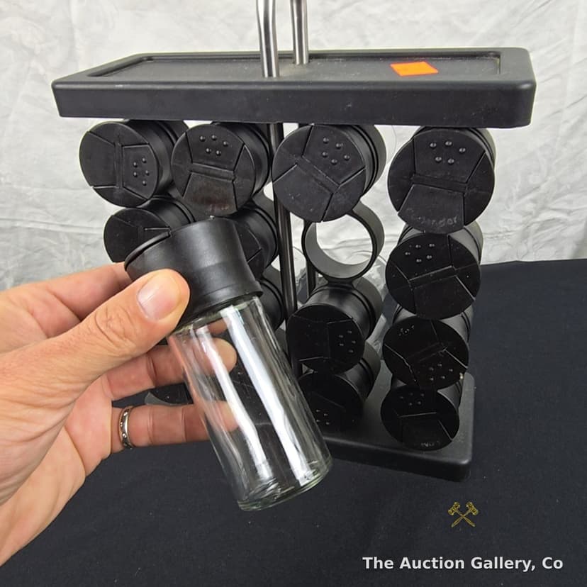 16-Jar Spice Rack with Glass Bottles and Handle โ photo 2