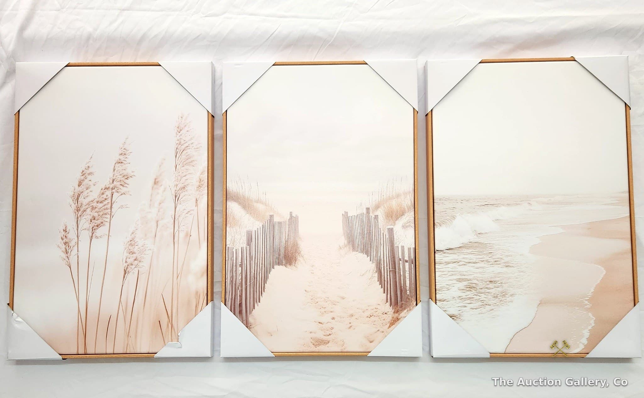 Coastal Beach Scene Canvas Wall Art, Set of 3, New