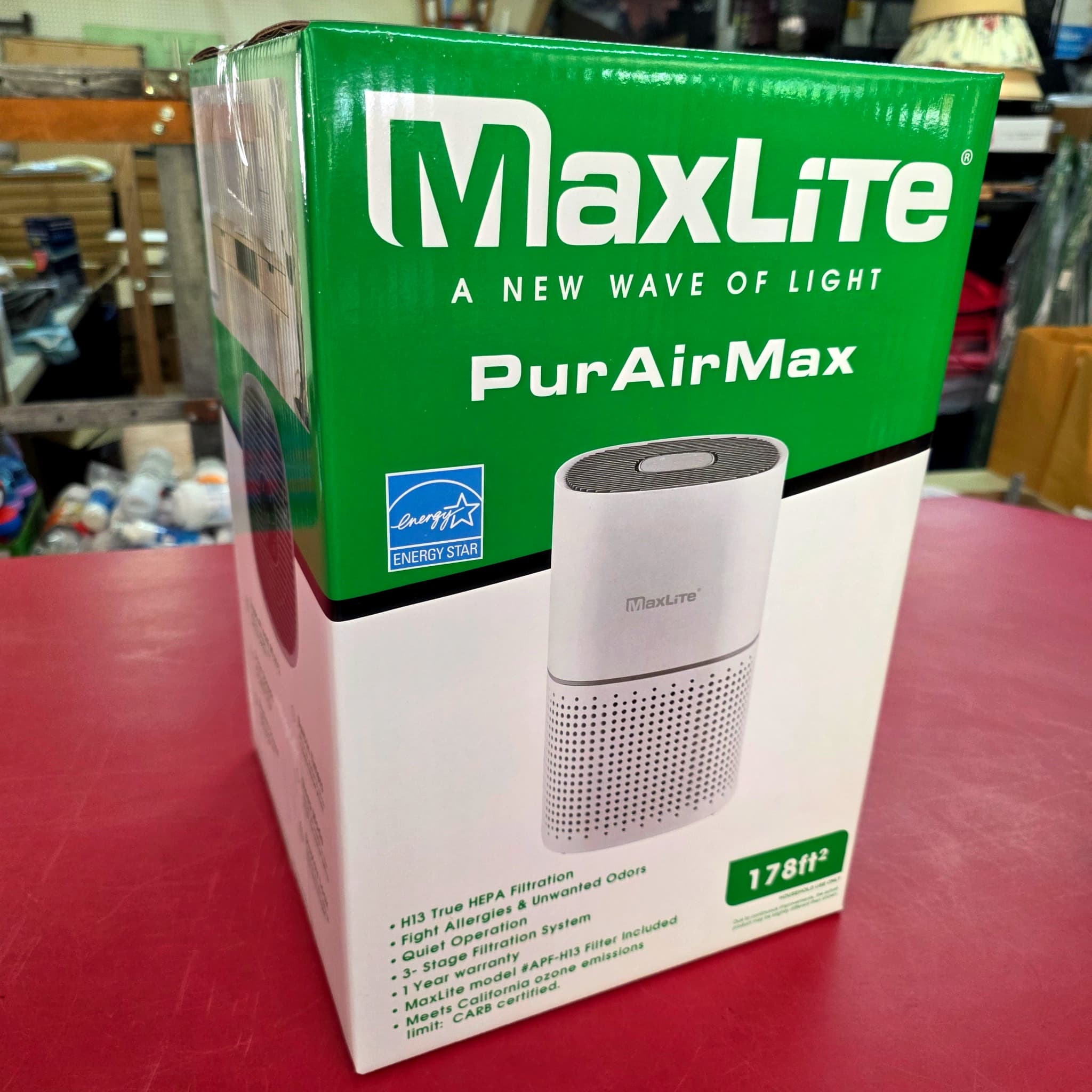 MaxLite PurAirMax Air Purifier, 178 sq ft, H13 HEPA
