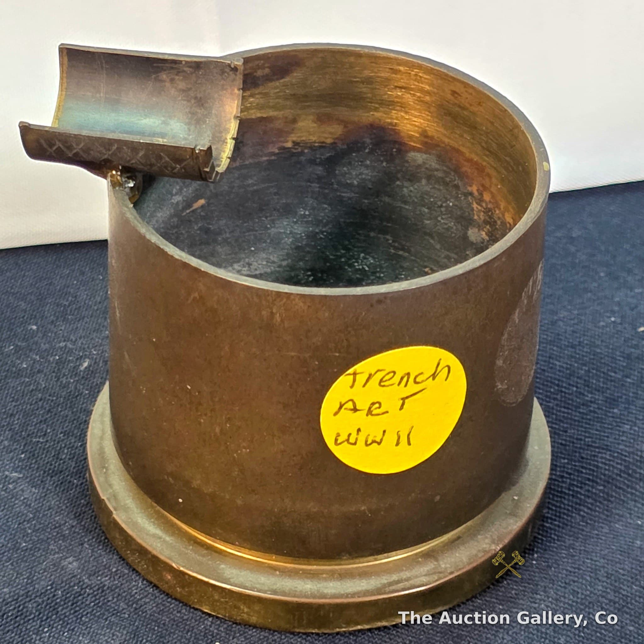 WWII Trench Art Brass Shell Casing Ashtray