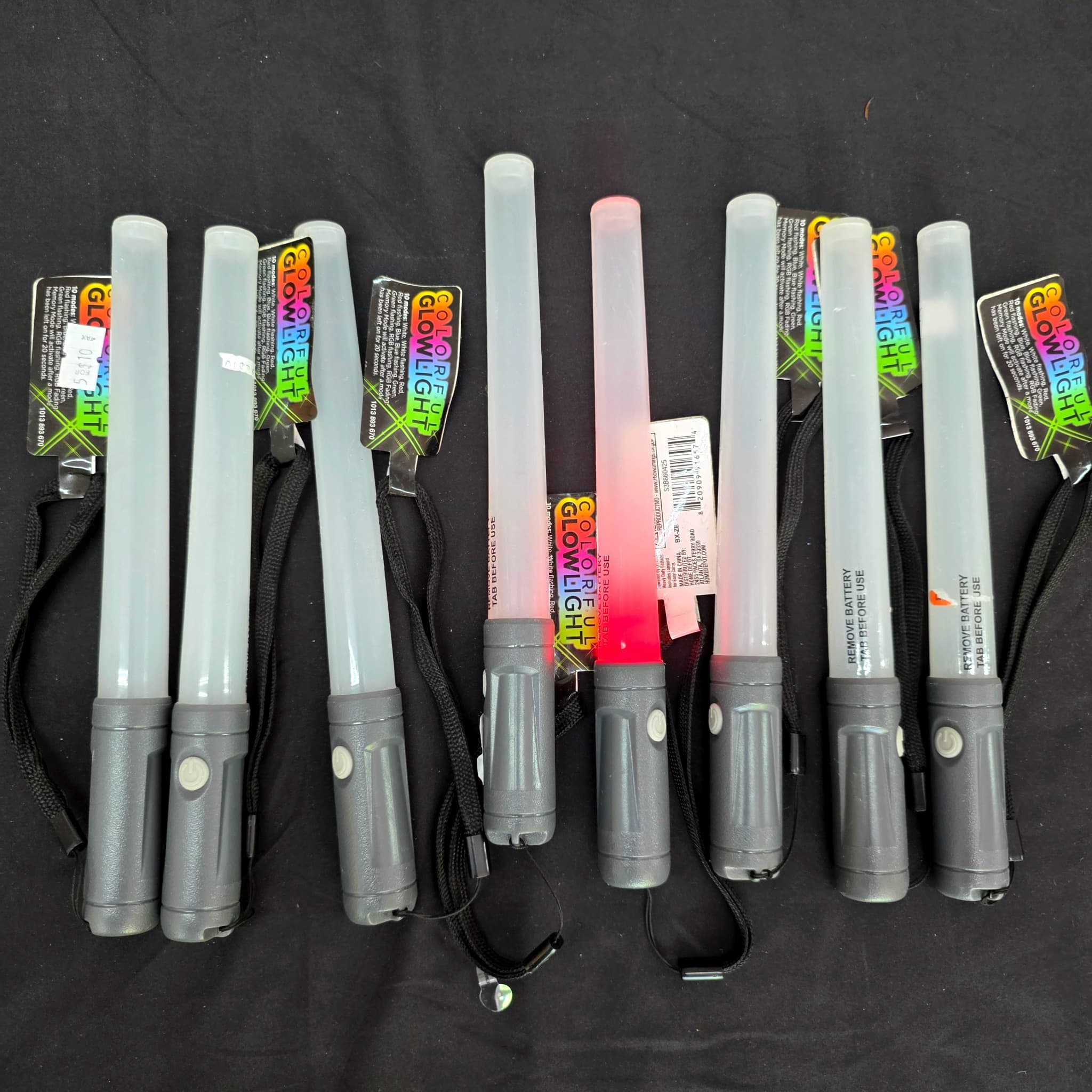 Colorful Glow Light LED Wands, Set of 8, Brand New