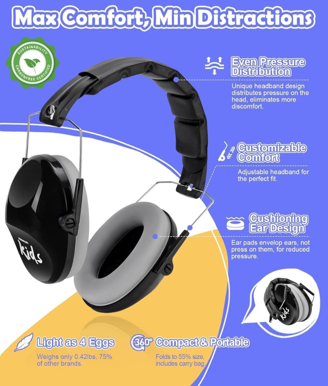 PROHEAR 032 2.0 Noise Cancelling Headphones for Kids - 25dB Noise Reduction