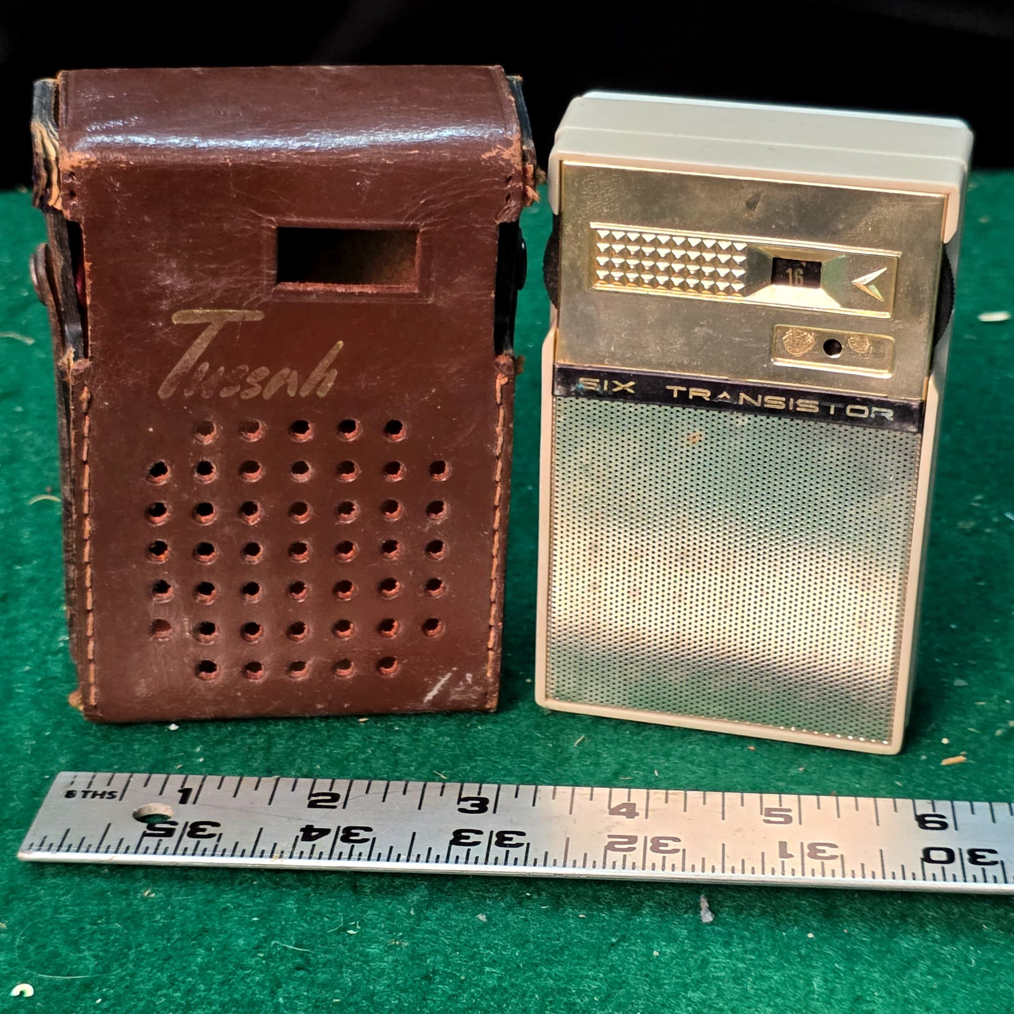Vintage Six Transistor Pocket Radio with Tussah Case