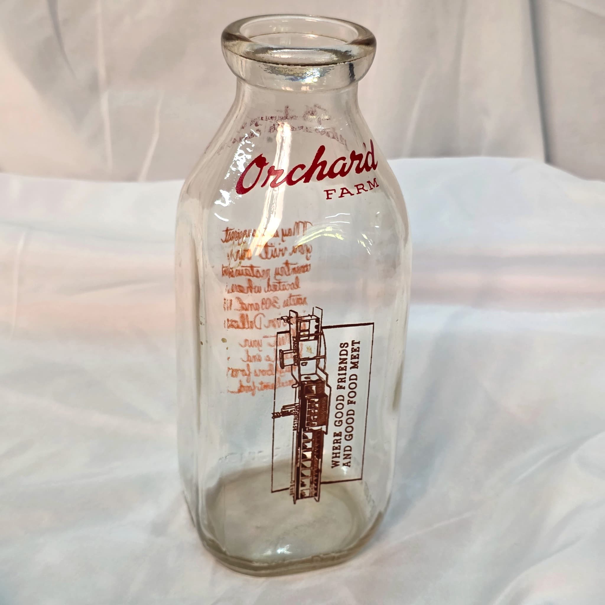 Orchard Farm Dairy Glass Milk Bottle, Dallas PA