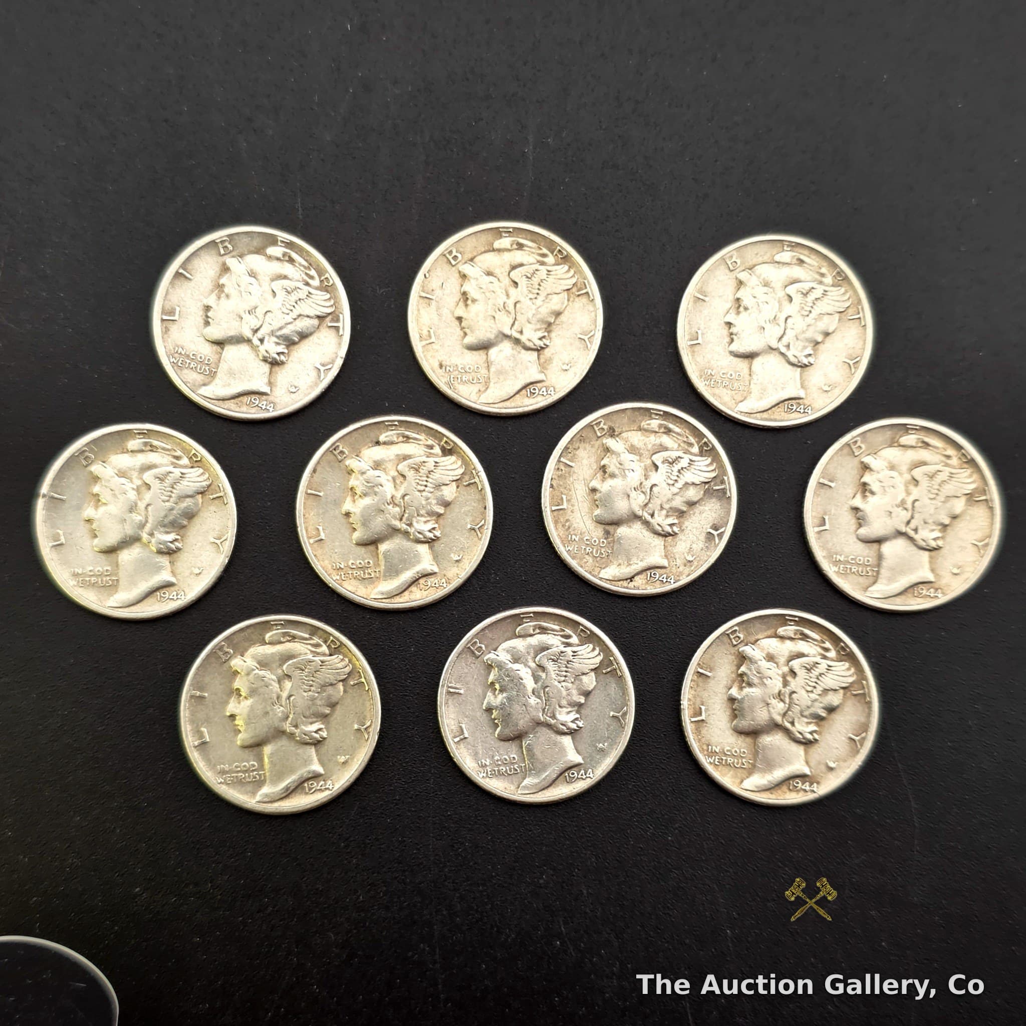 1944 Mercury (Winged Liberty) Dimes, 90% Silver โ Lot of 10
