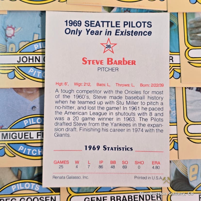 1969 Seattle Pilots Baseball Card Lot, Renata Galasso โ photo 5