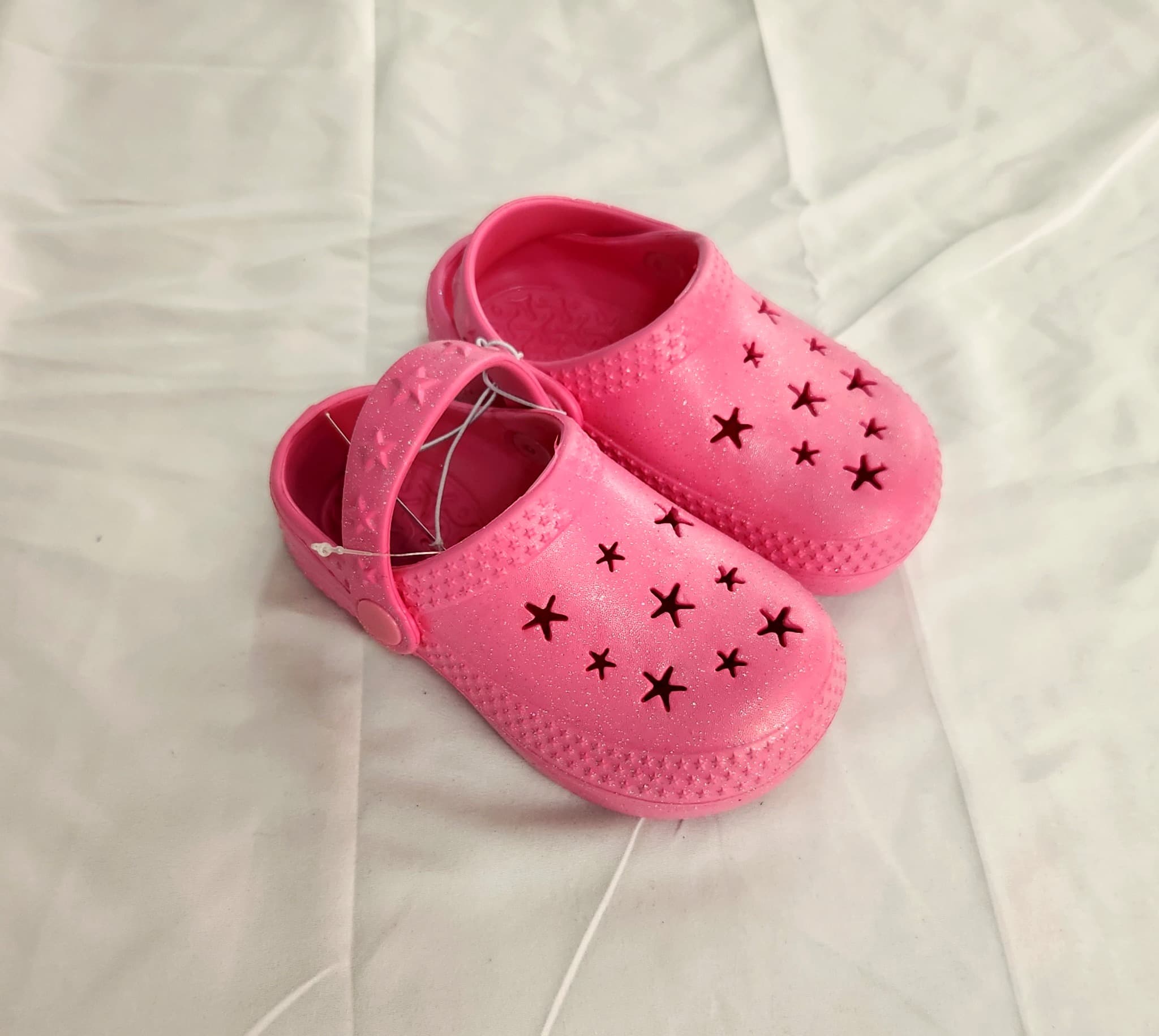 Girls Pink Glitter Star Clog Slides, Size Large 9/10