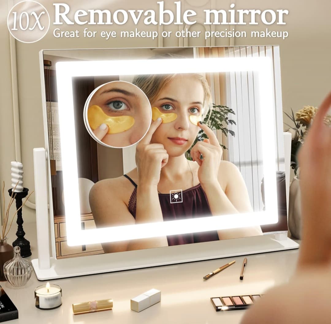 LED Ring Vanity Mirror, Smart Touch, 3 Colors Dimmable (13in x 11in)