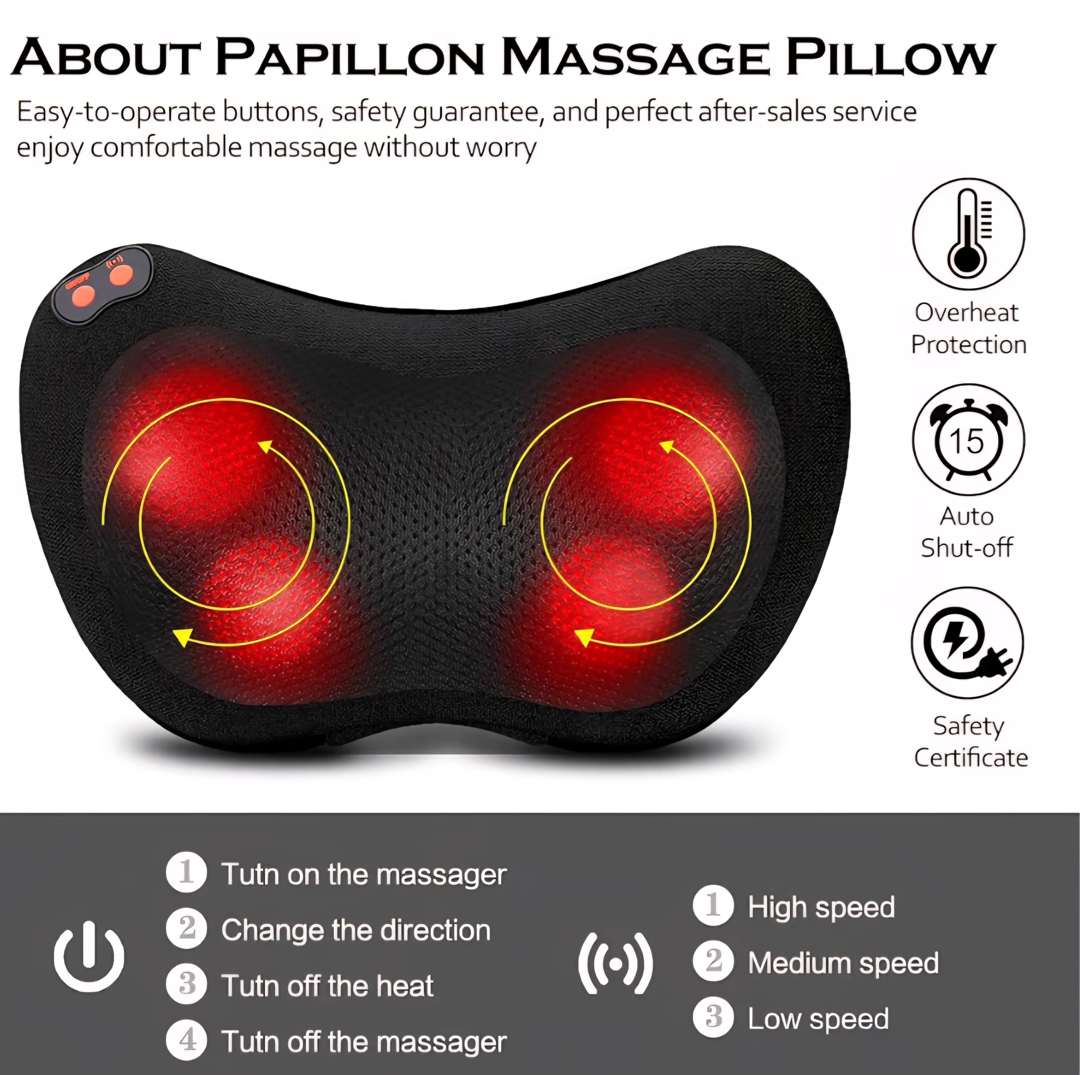 Shiatsu Heated Massager - AC & Car Adapter