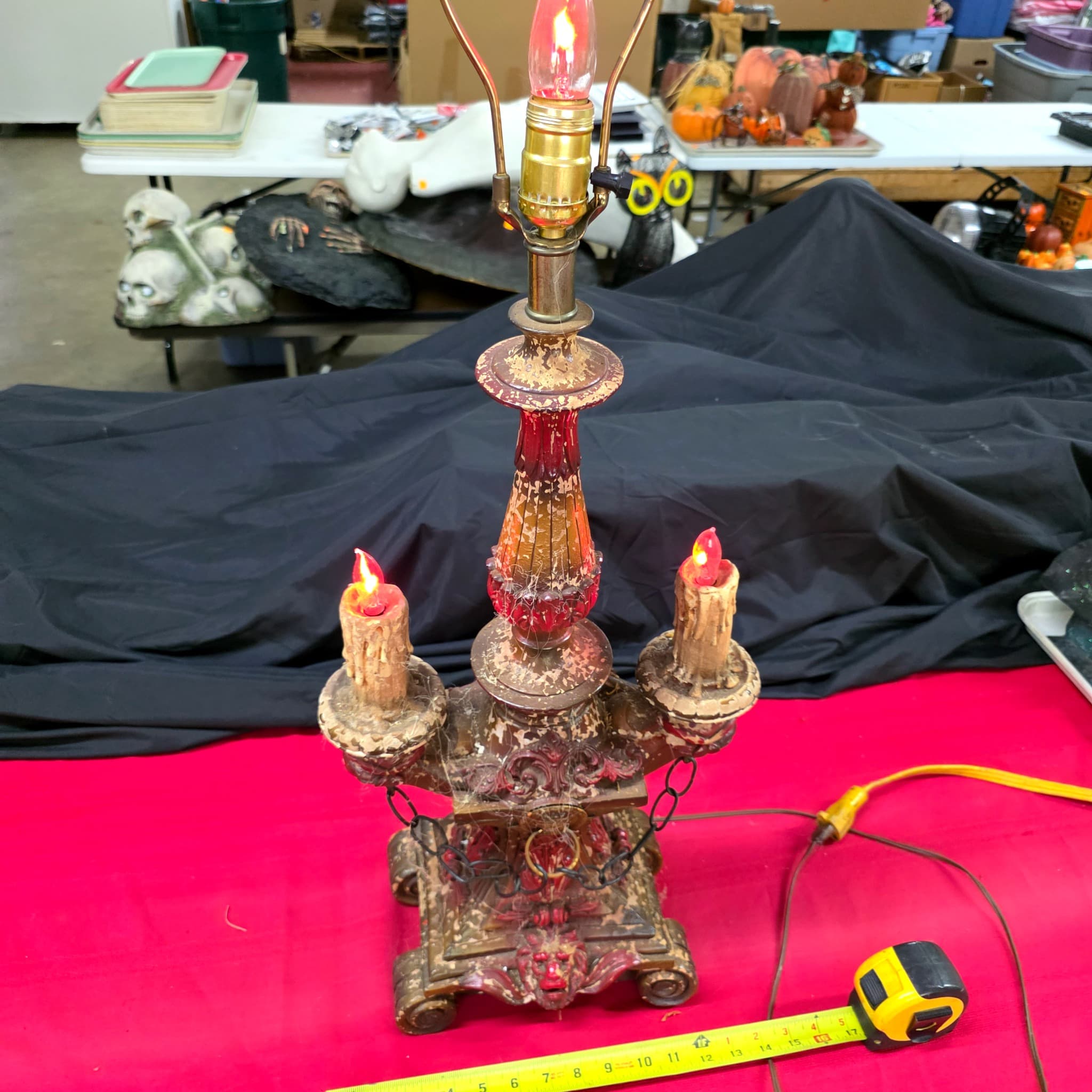 Halloween Candelabra Lamp with Flicker Bulbs, 39" Height