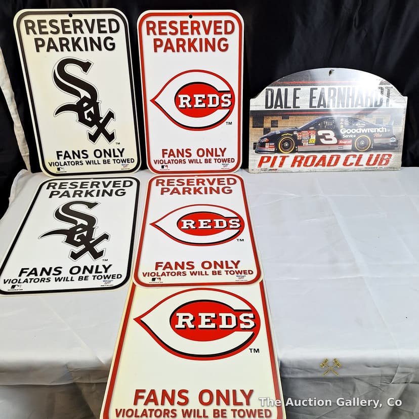 Sports Fan Parking & Dale Earnhardt Signs, Lot of 6