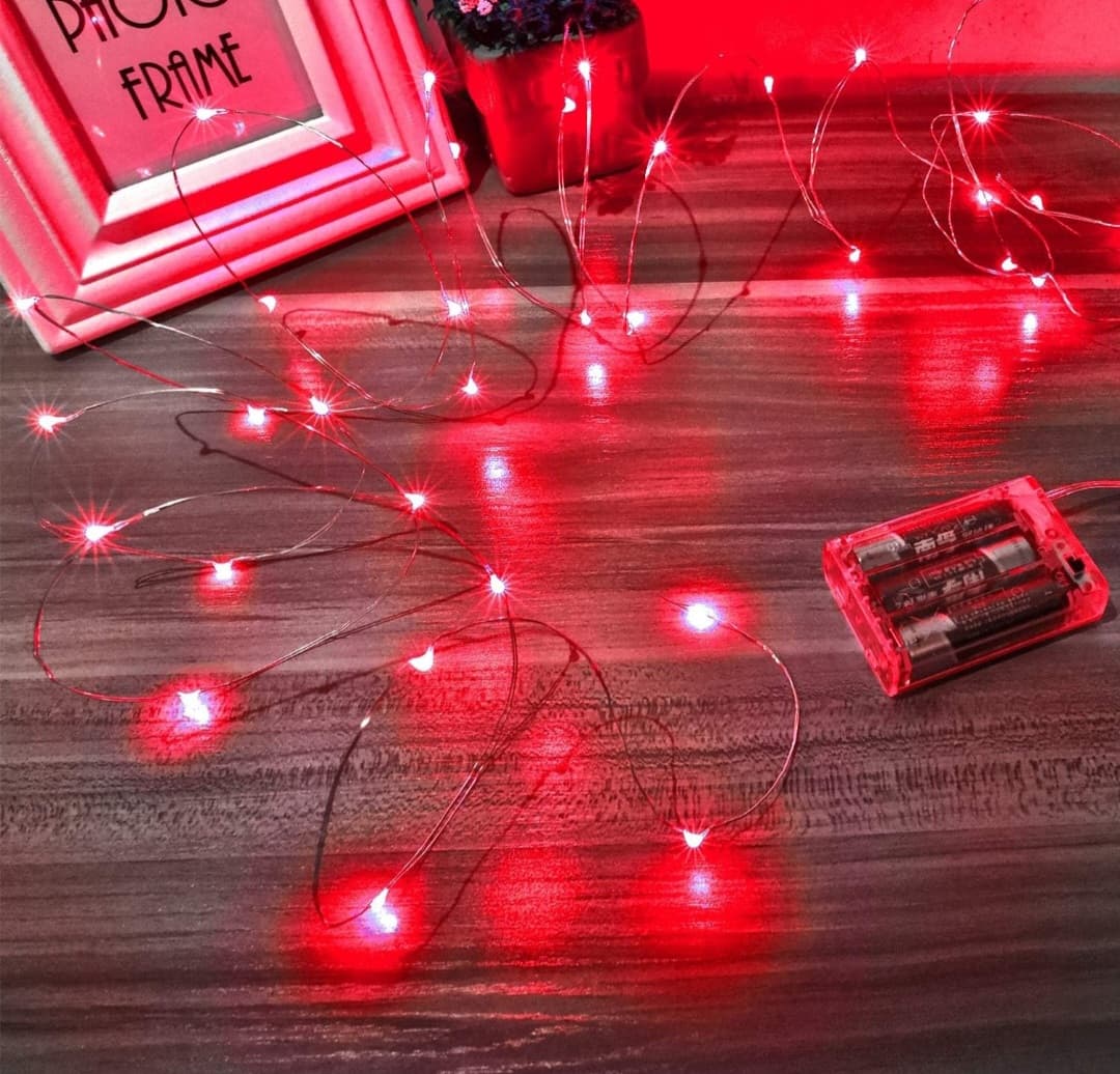 2 Pack LED Fairy Lights (16ft - Red)