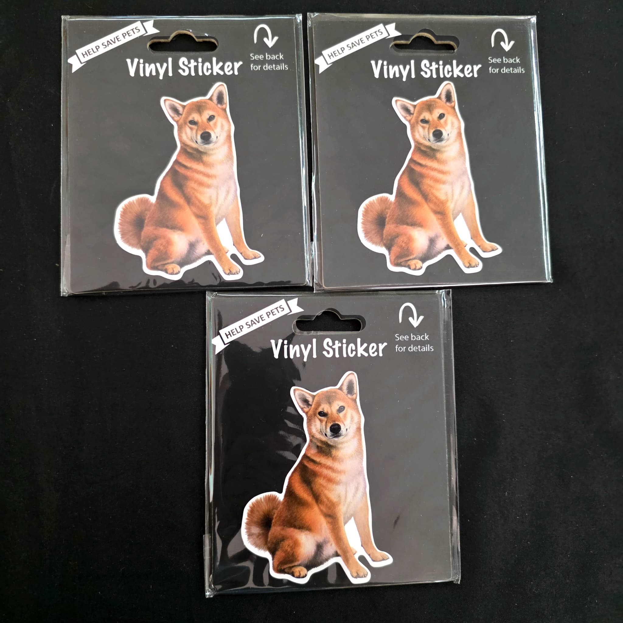 Set of 3 Shiba Inu Vinyl Stickers, Brand New