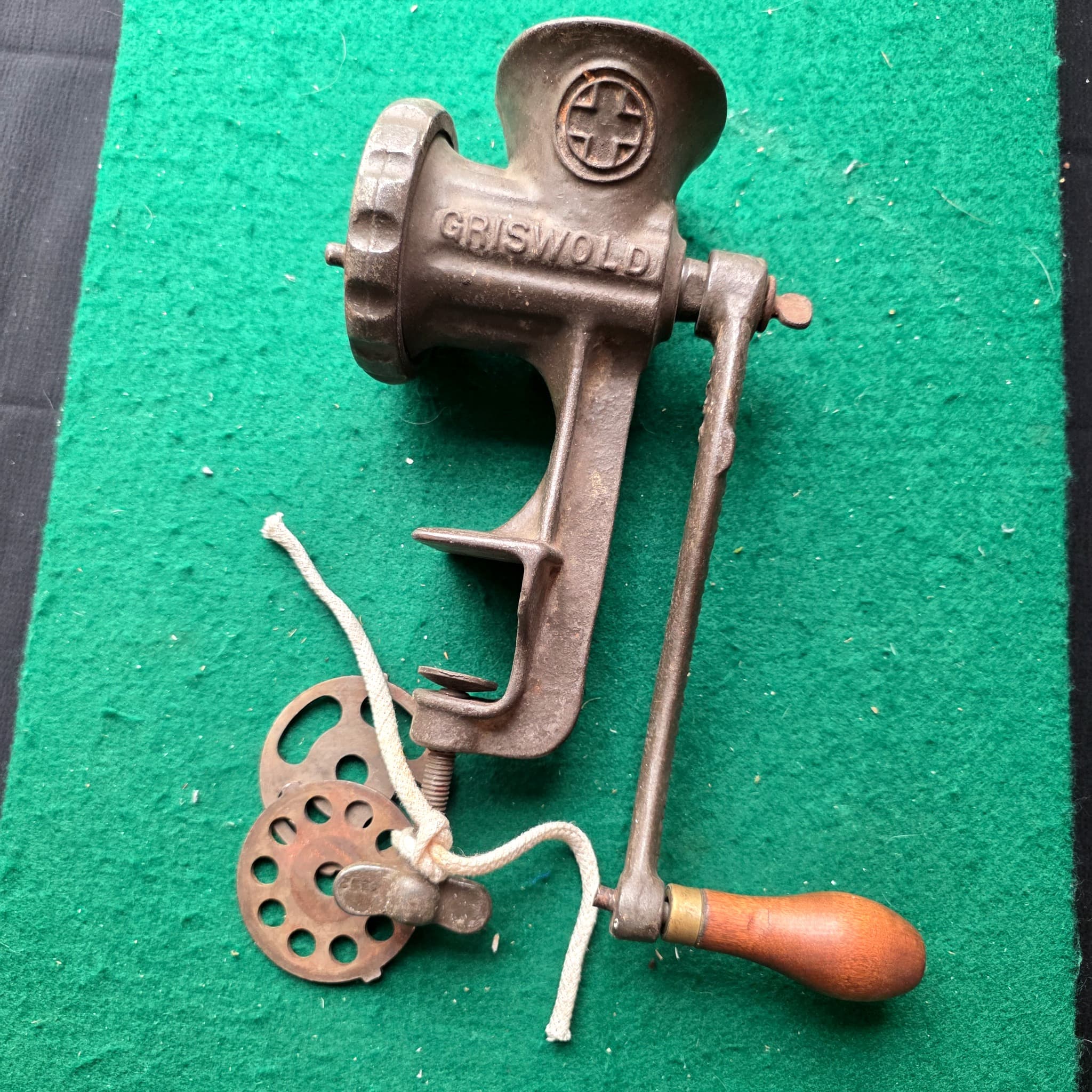 Griswold No. 1111 Cast Iron Hand-Crank Meat Grinder