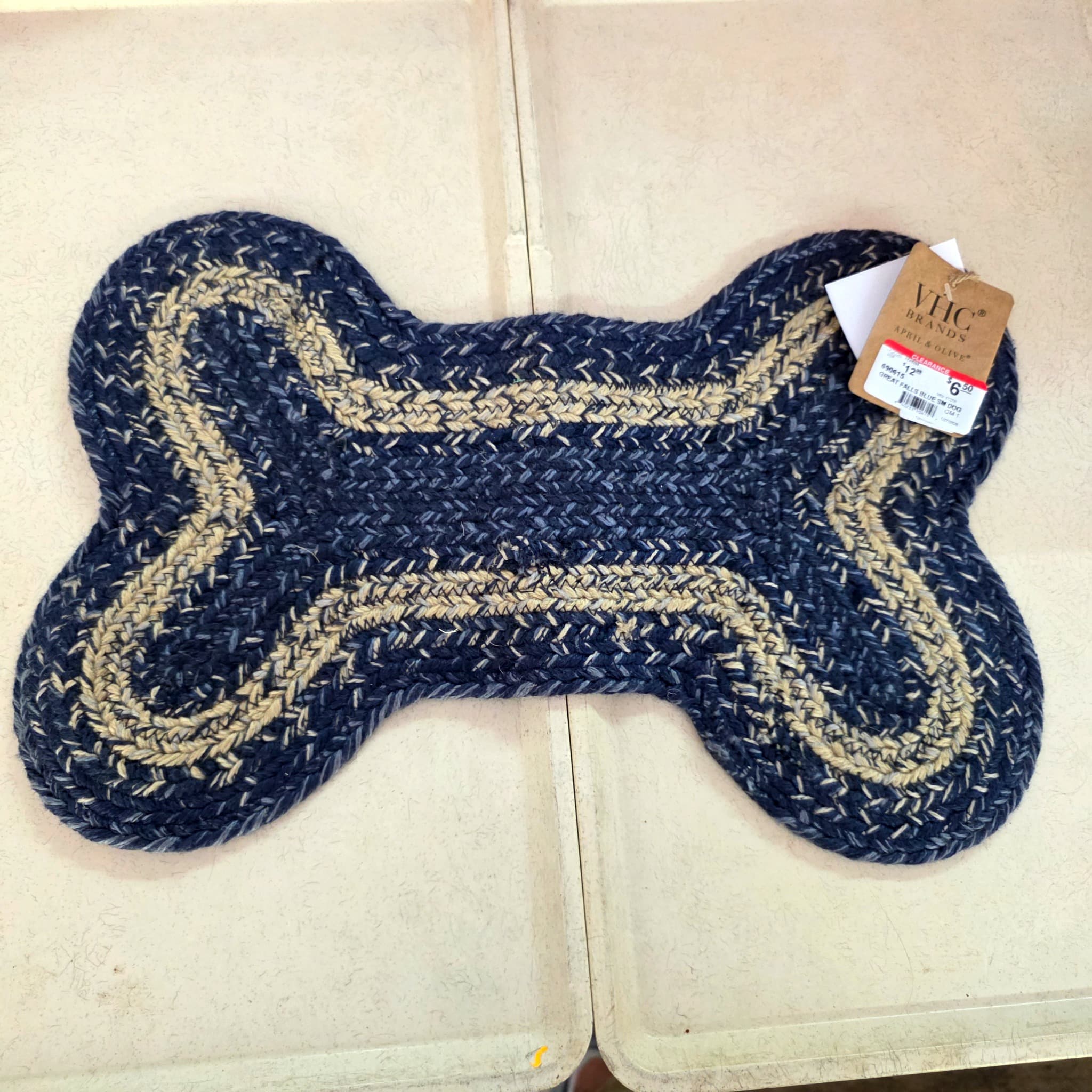 VHC Brands Braided Jute Dog Bone Rug, 11.5" x 17.5"