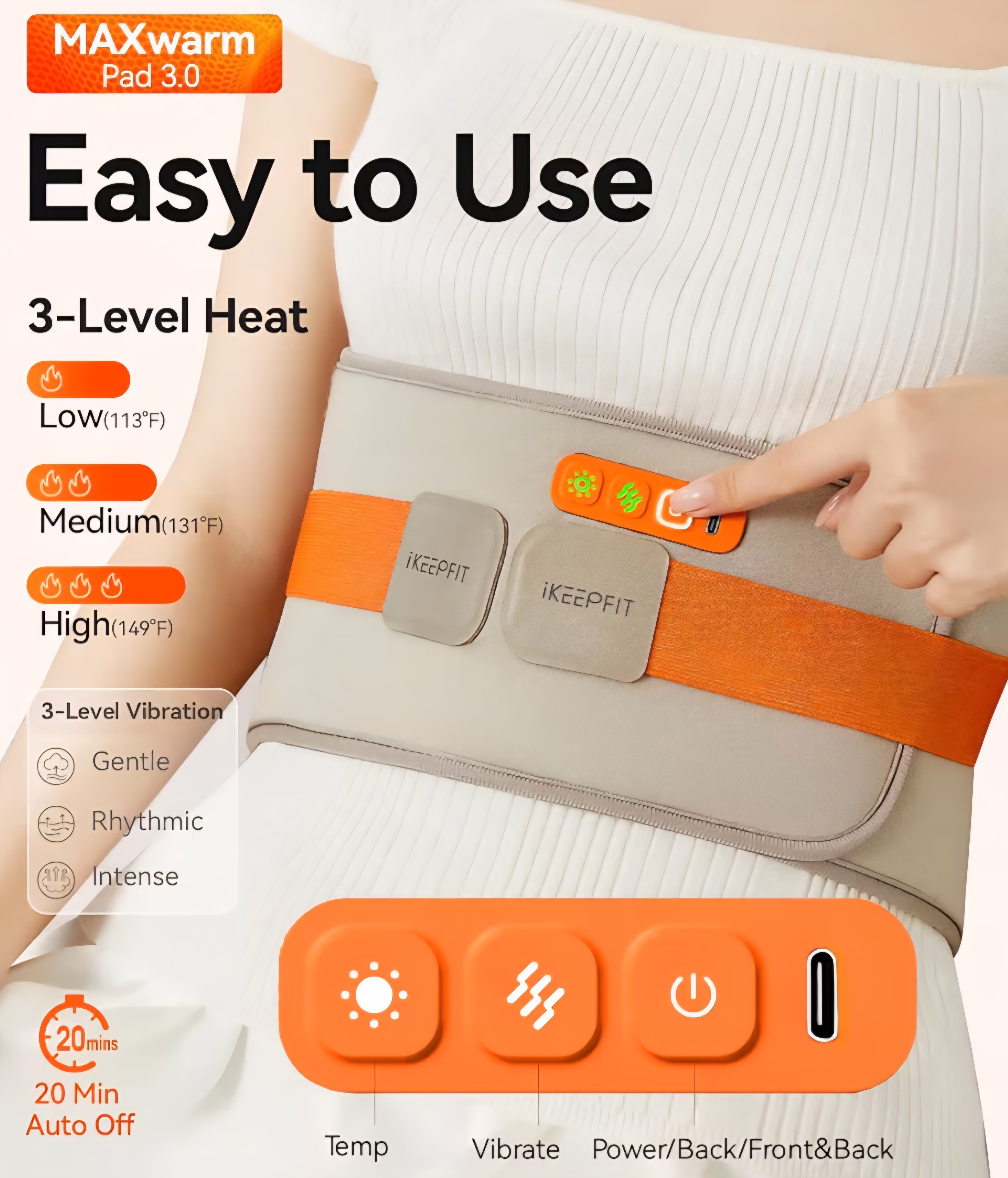 Portable Heated Waist Massager - Adjustable Sizes