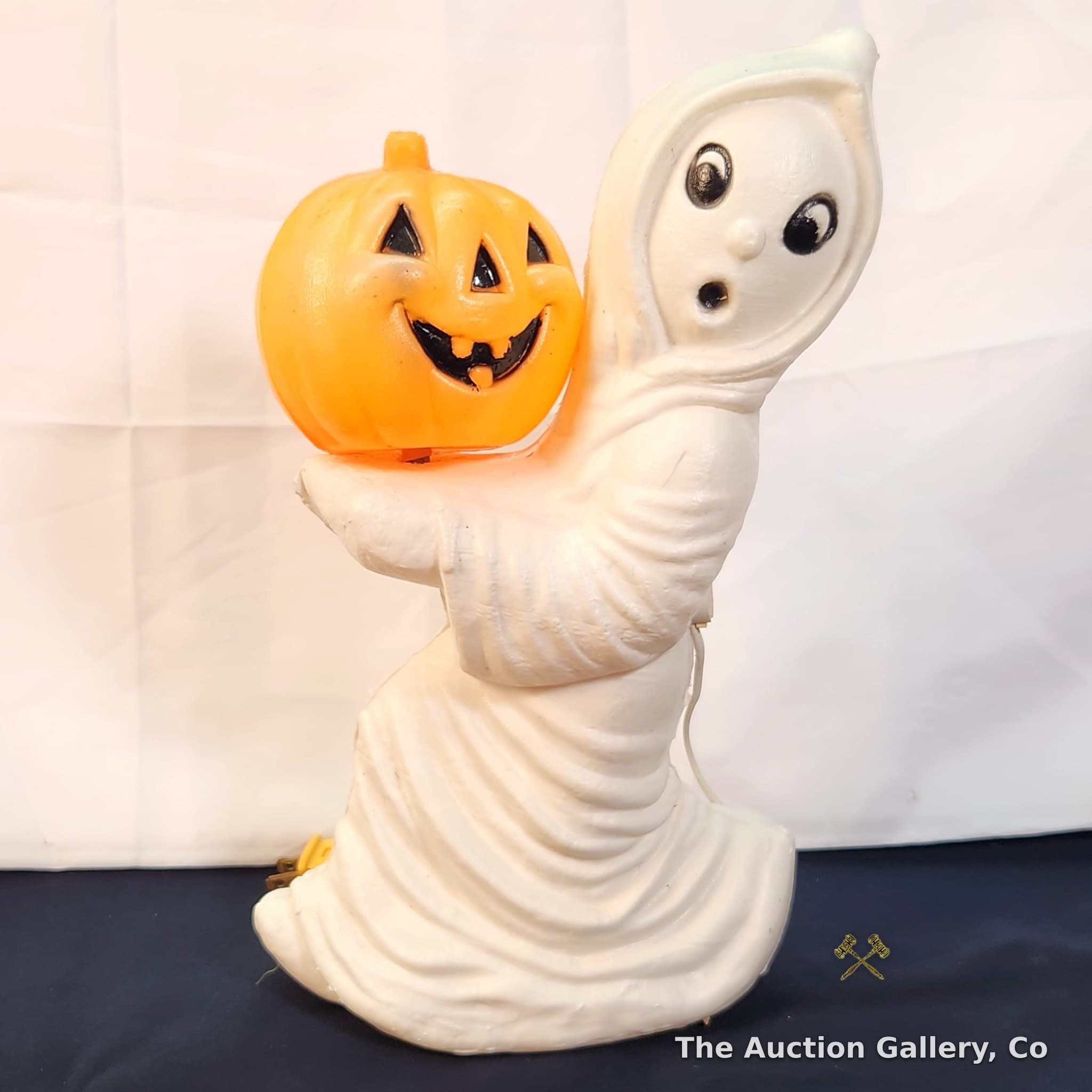 Vintage Blow Mold Halloween Ghost with Pumpkin, Lighted