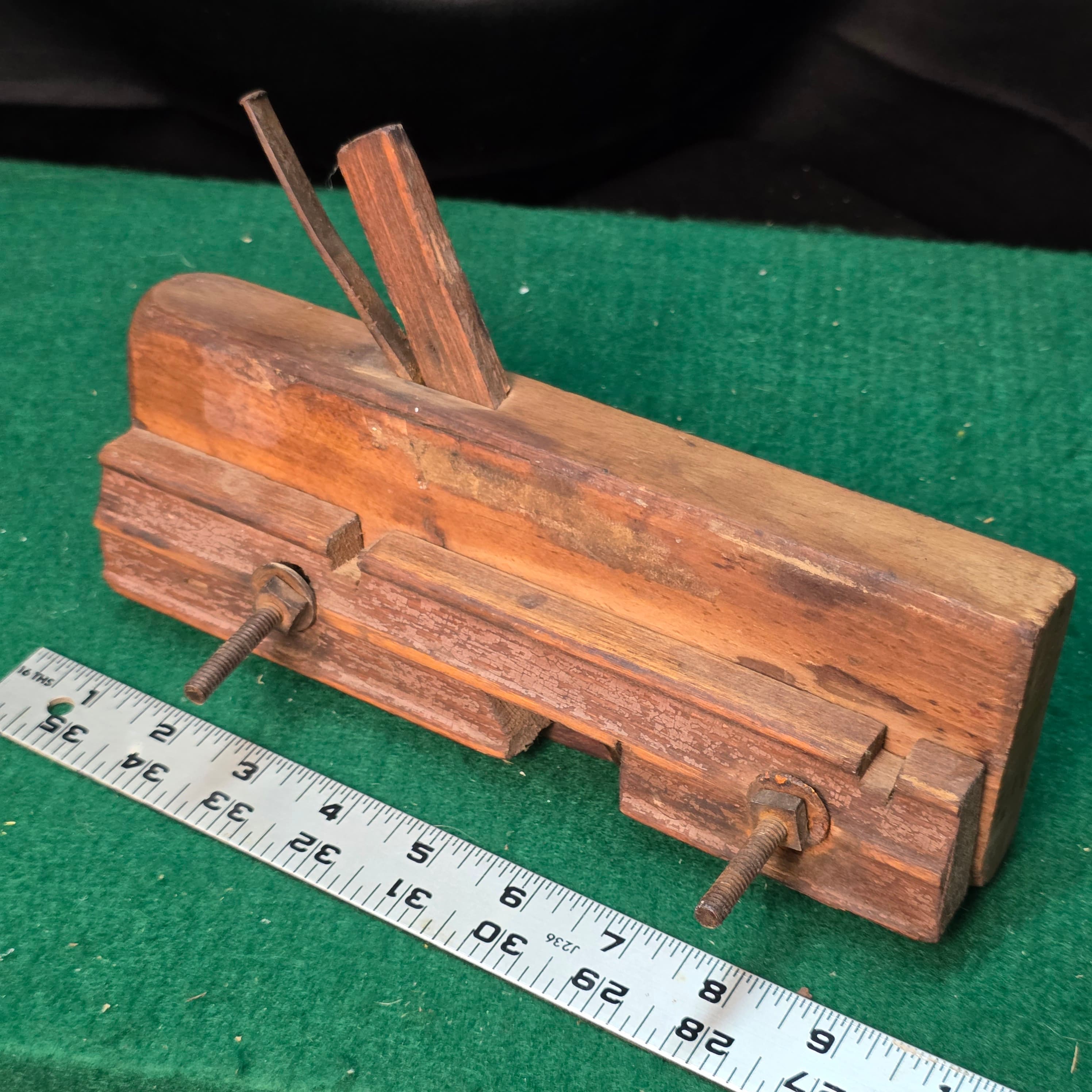 Antique Wooden Plow Plane, Adjustable Fence, 9ΒΌ" Long