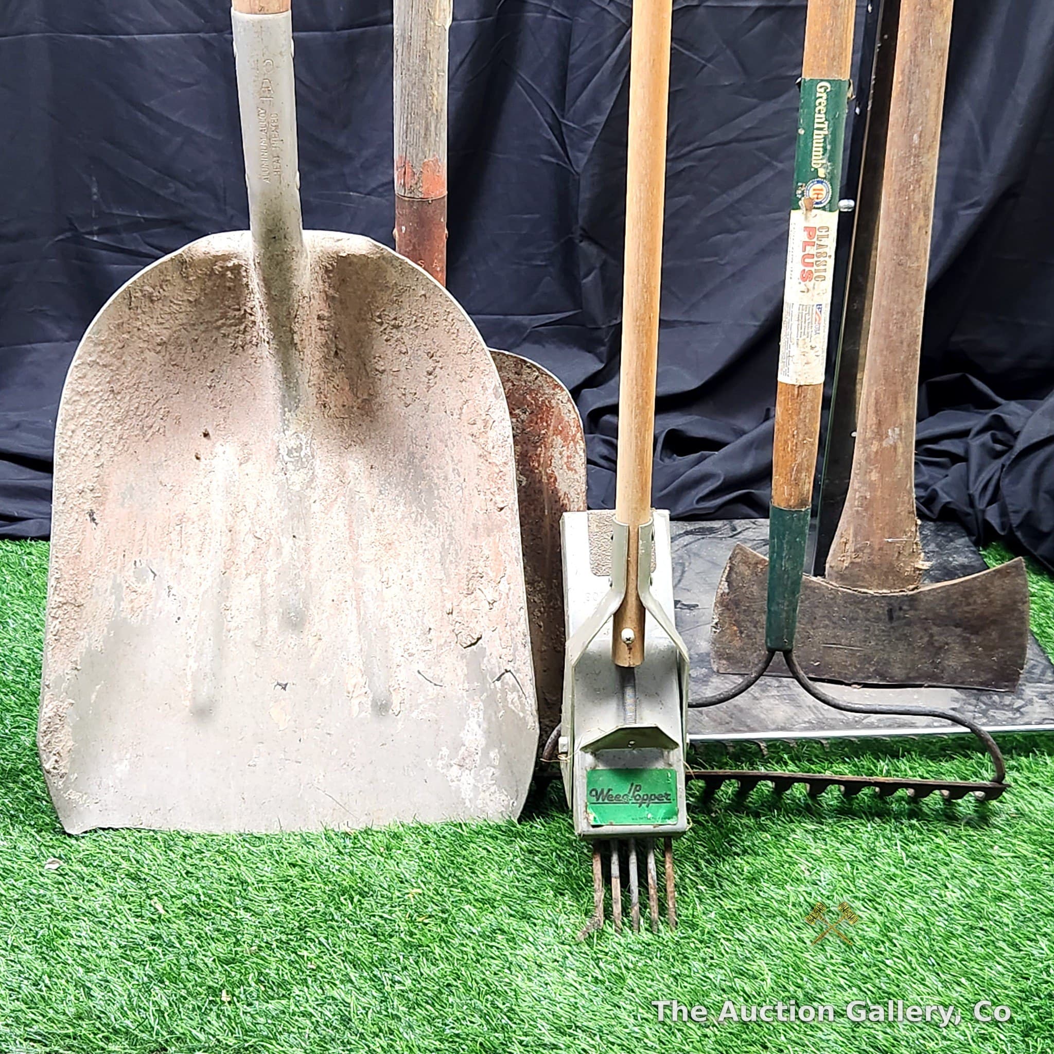 Lot of 5 Garden Tools โ Shovels, Rake, WeedLopper