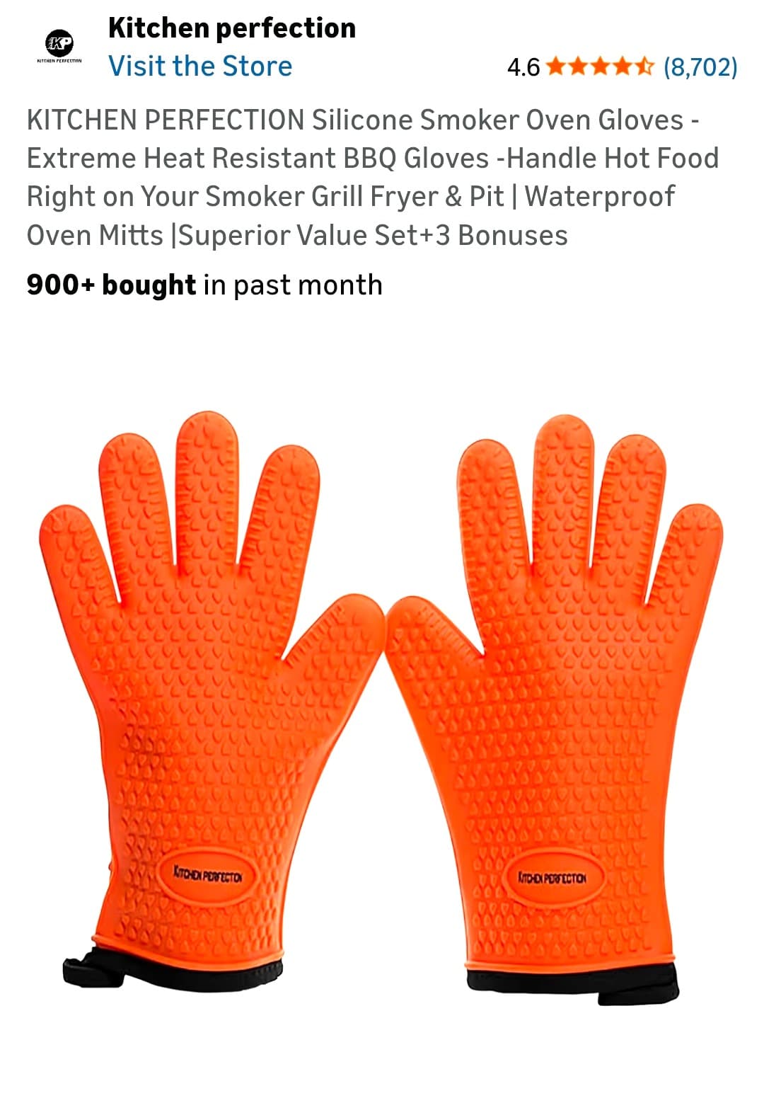 Kitchen Perfection Silicone BBQ Oven Gloves, Pair
