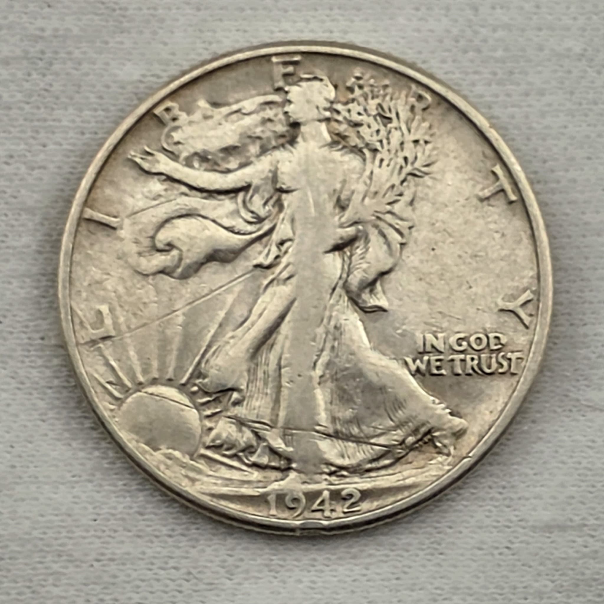 1942 Walking Liberty Half Dollar, 90% Silver
